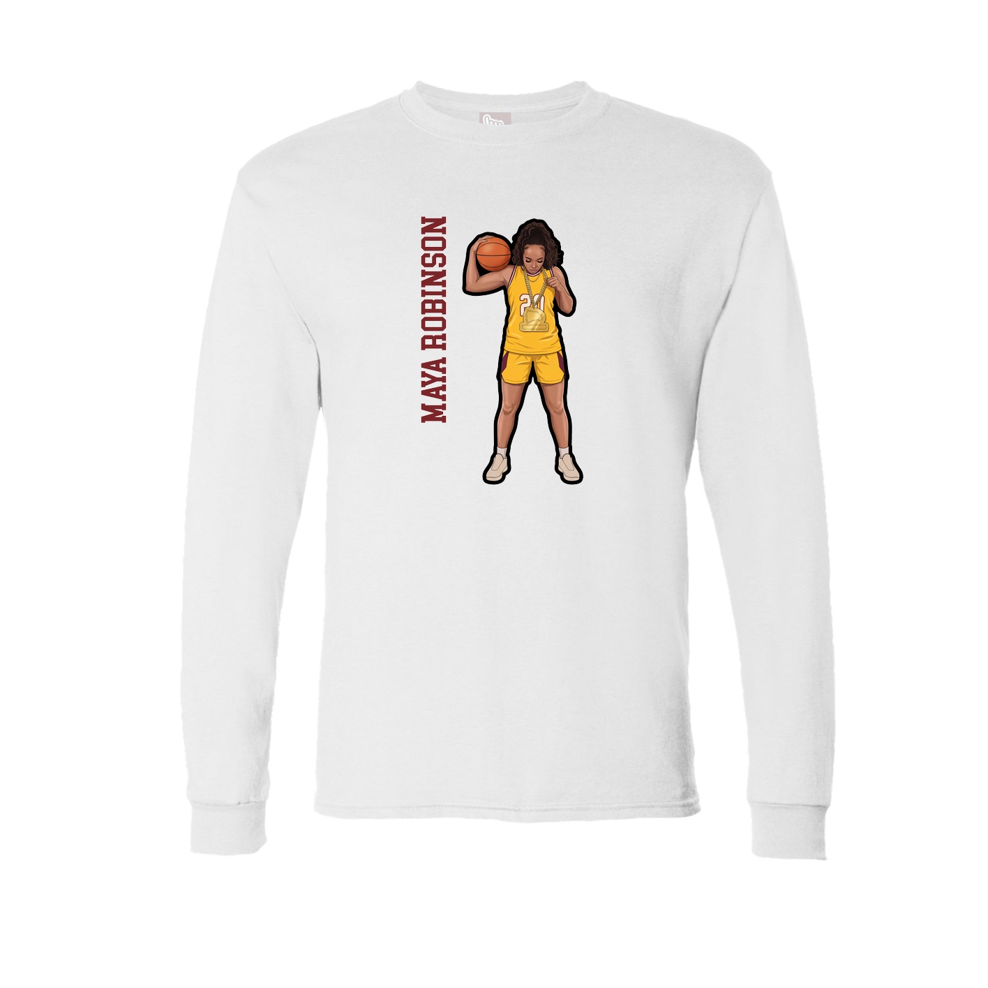 Long Sleeve Tee — Name Vertical in White