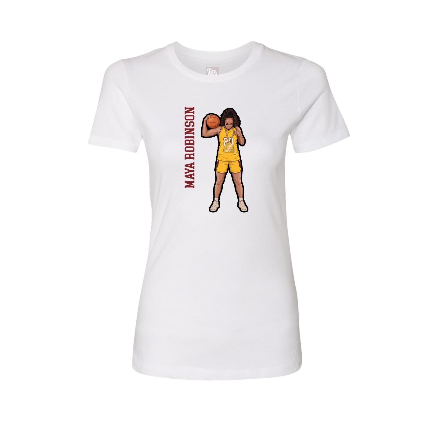 Fitted Women's Tee — Name Vertical in White
