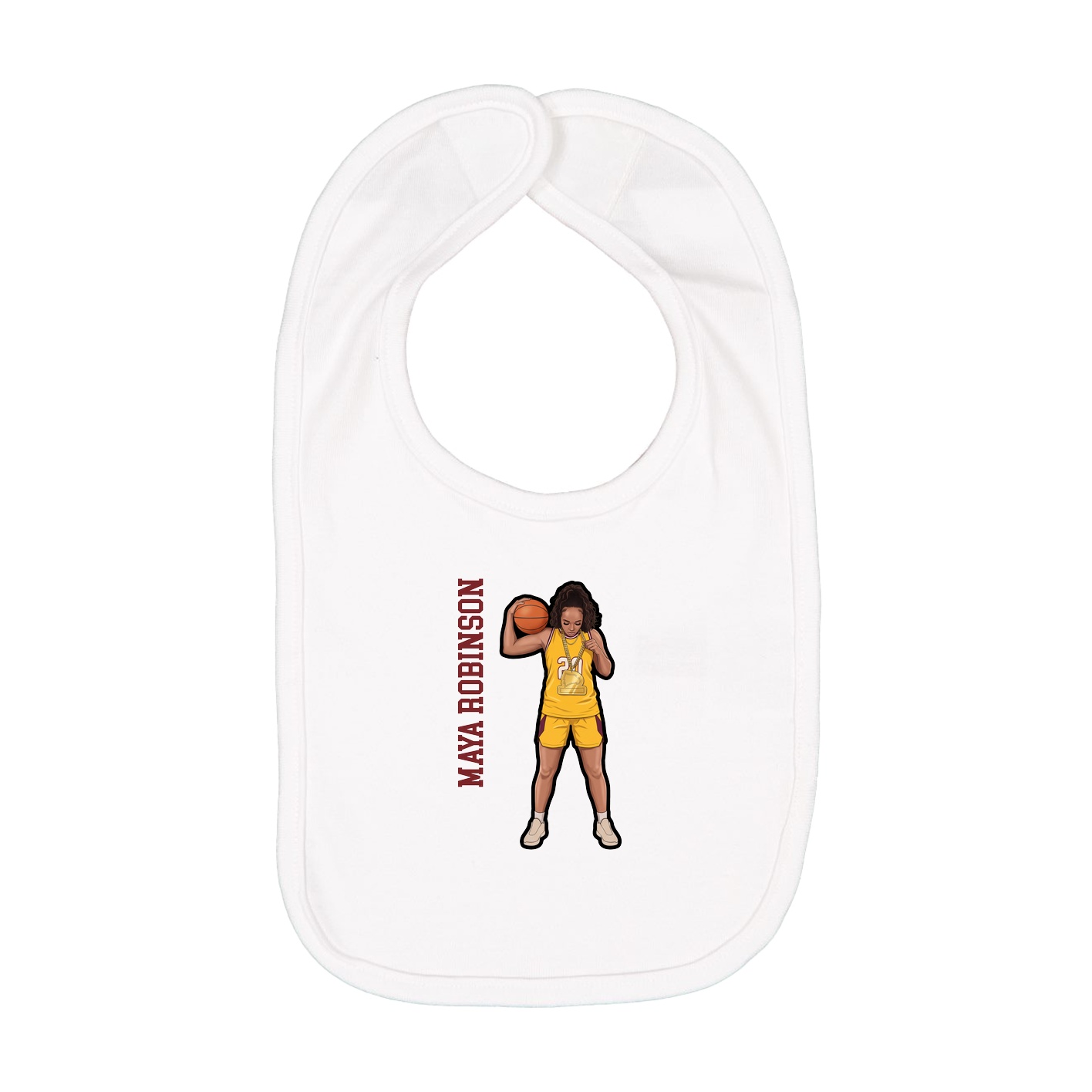 Infant Bib — Name Vertical in White