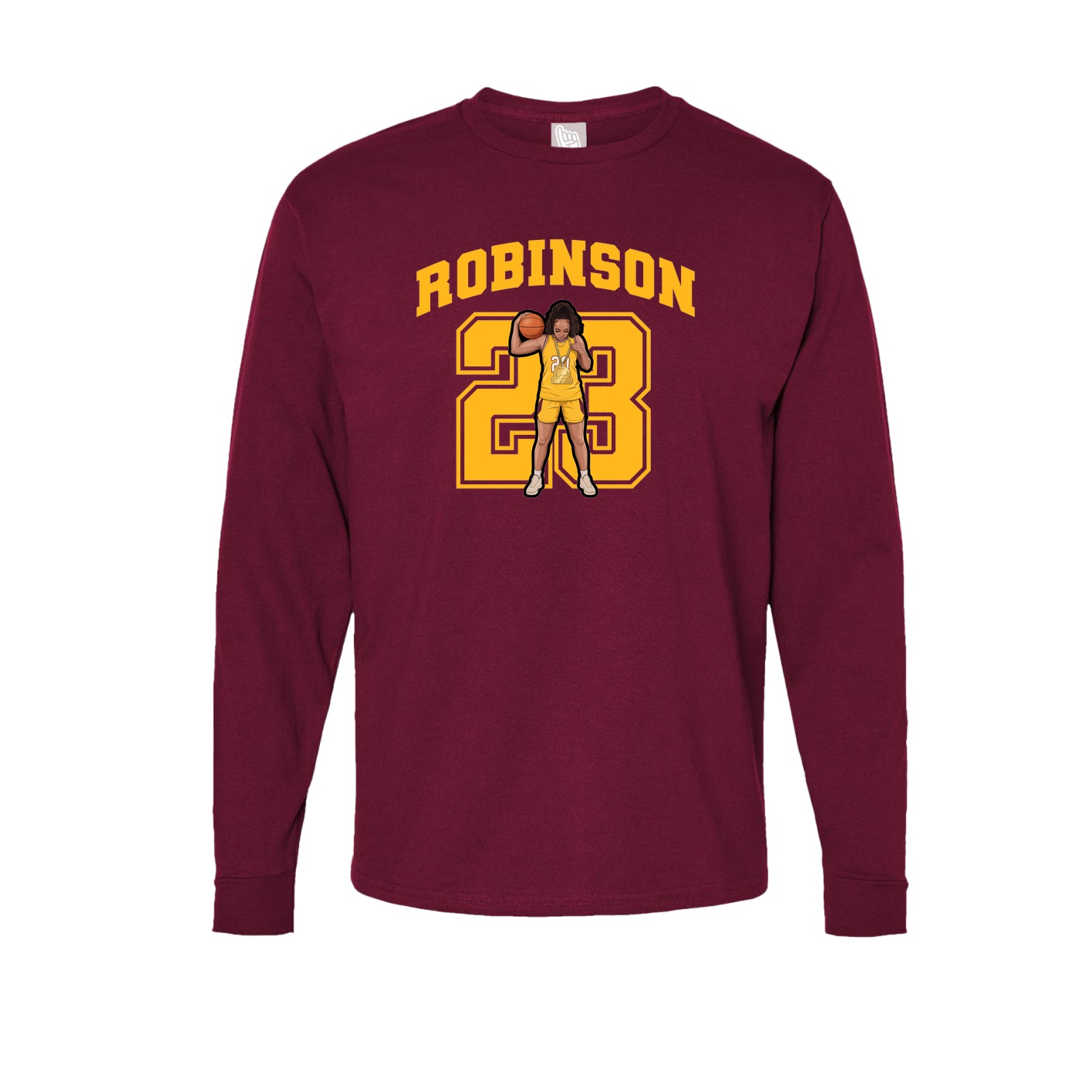 Long Sleeve Tee — Number in Cardinal