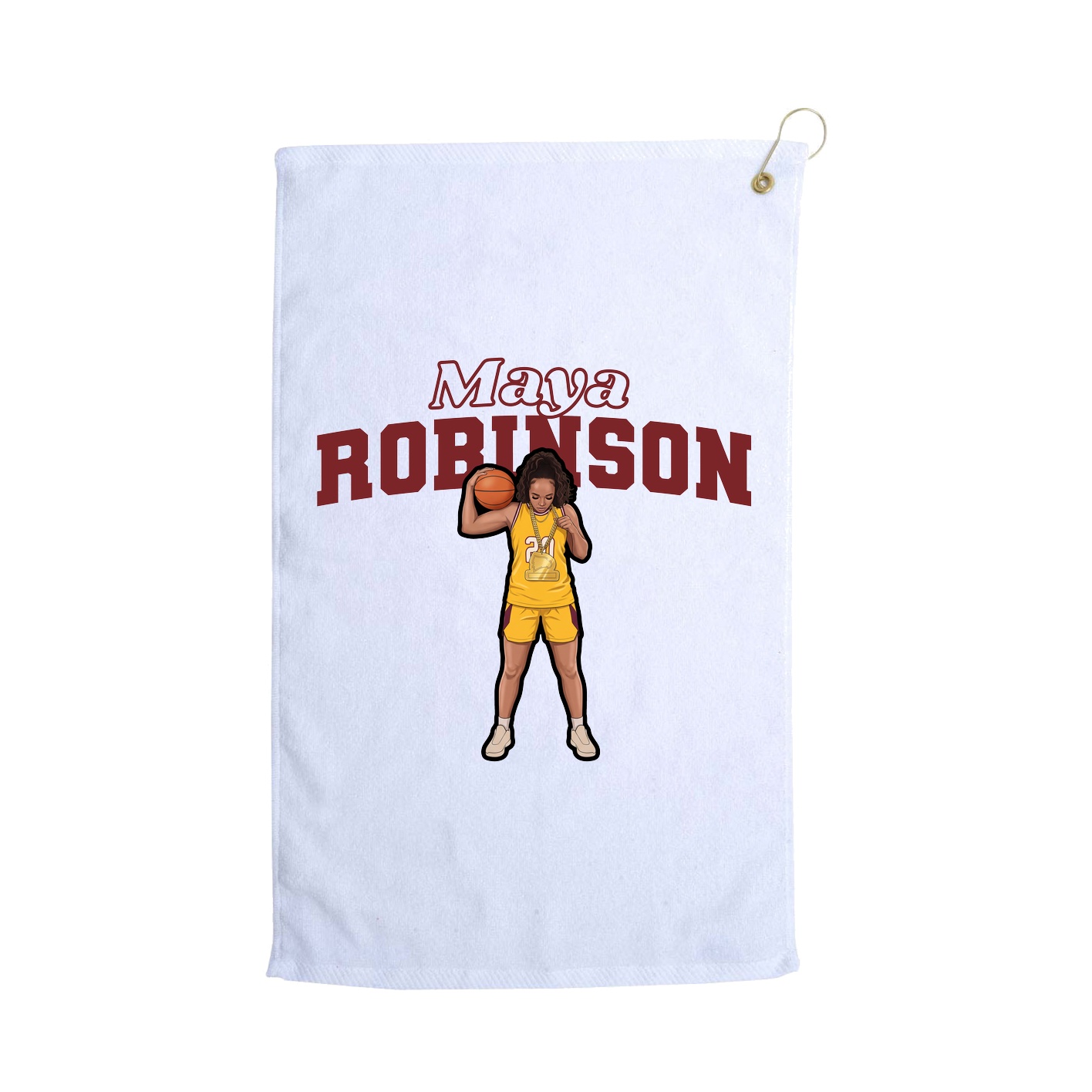 Golf Towel — Name Arch in White