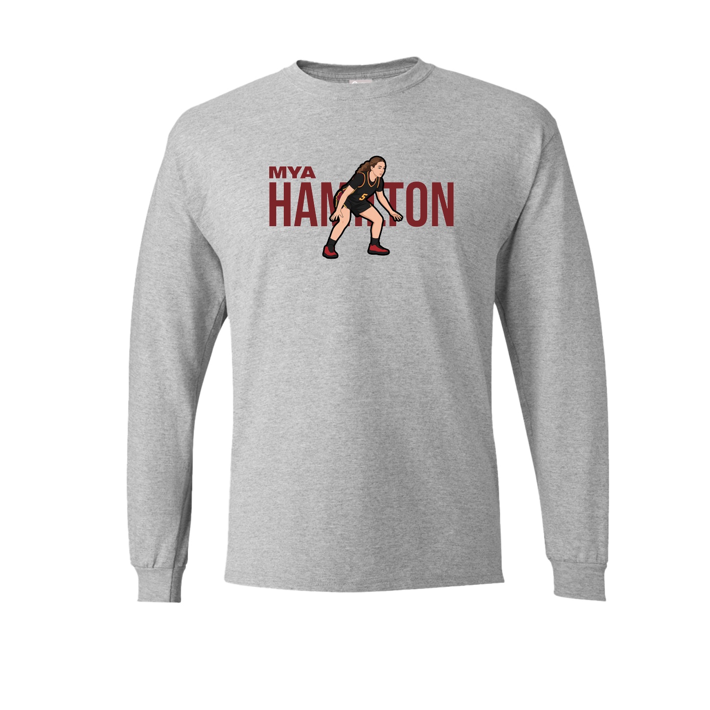 Long Sleeve Tee — Player Name in Grey
