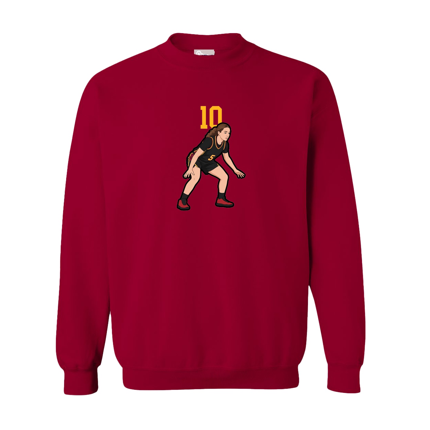 Fleece Crew — Number Top in Cardinal