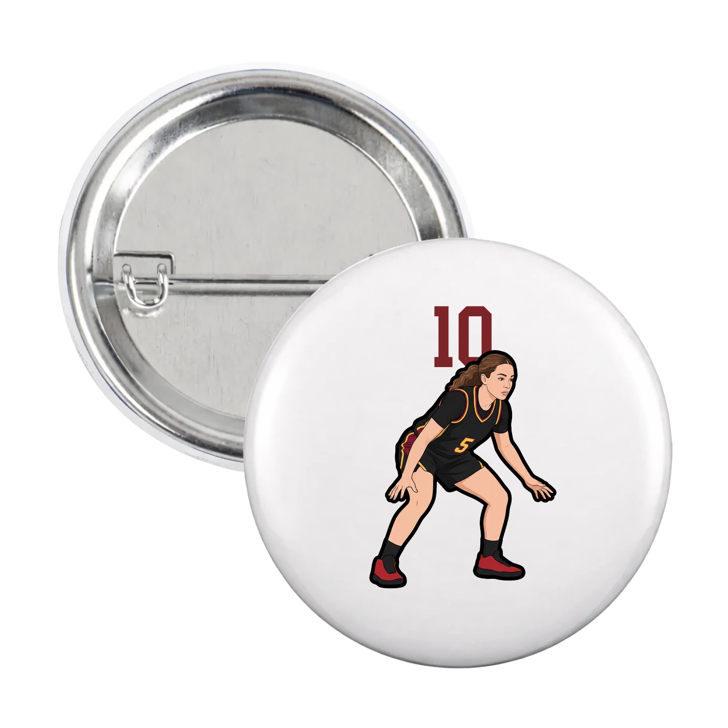 Game Day Button — Number Top in White