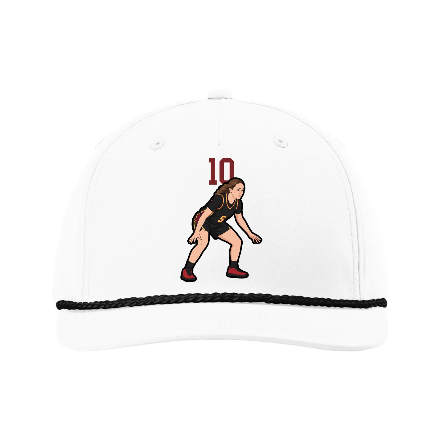 Five-Panel Classic Rope Cap — Number Top in White