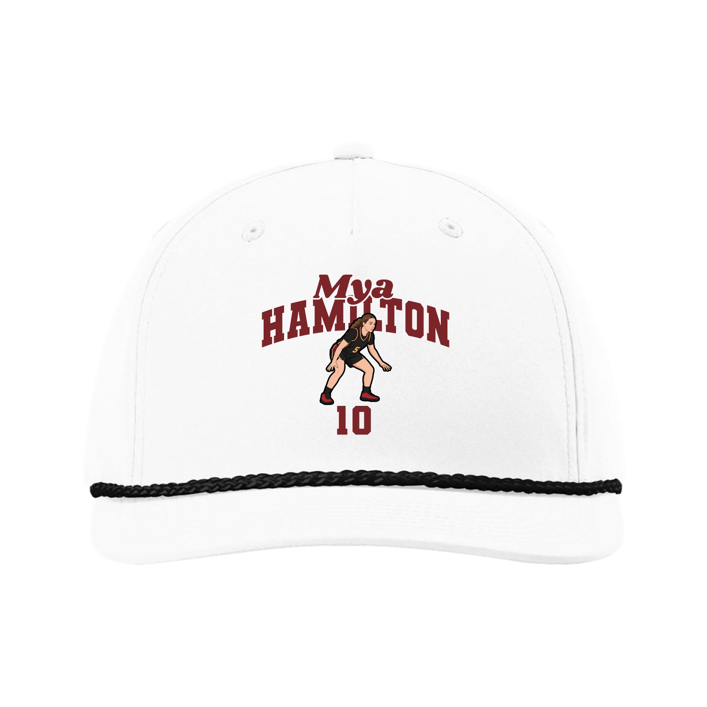 Five-Panel Classic Rope Cap — Signature Arch in White