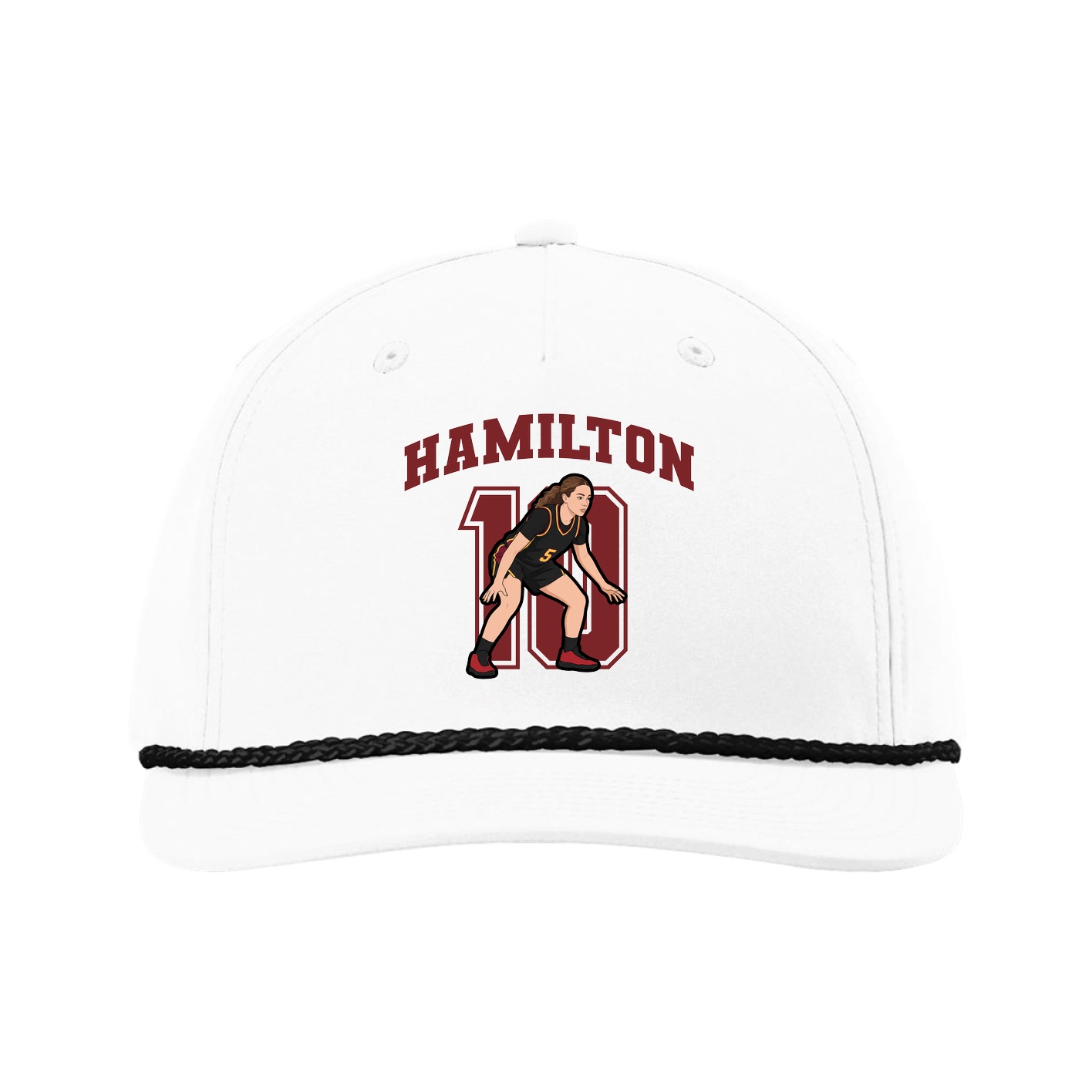 Five-Panel Classic Rope Cap — Number in White