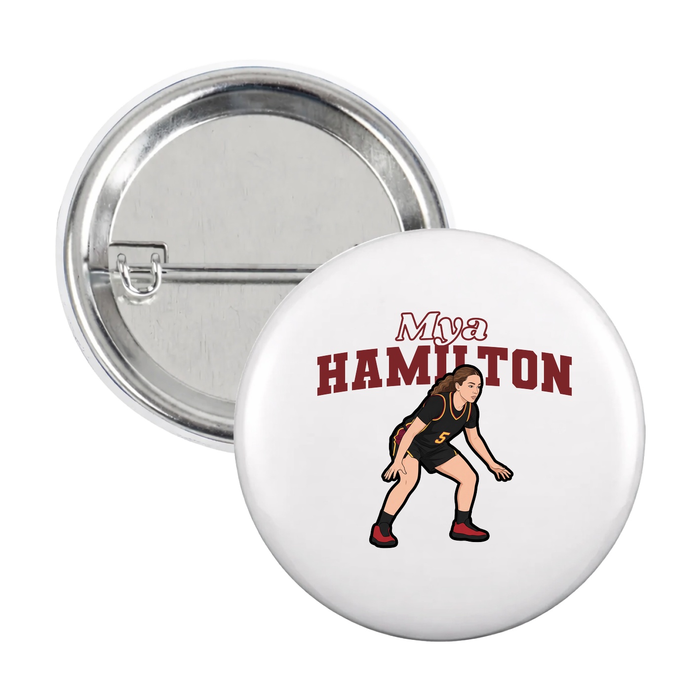 Game Day Button — Name Arch in White