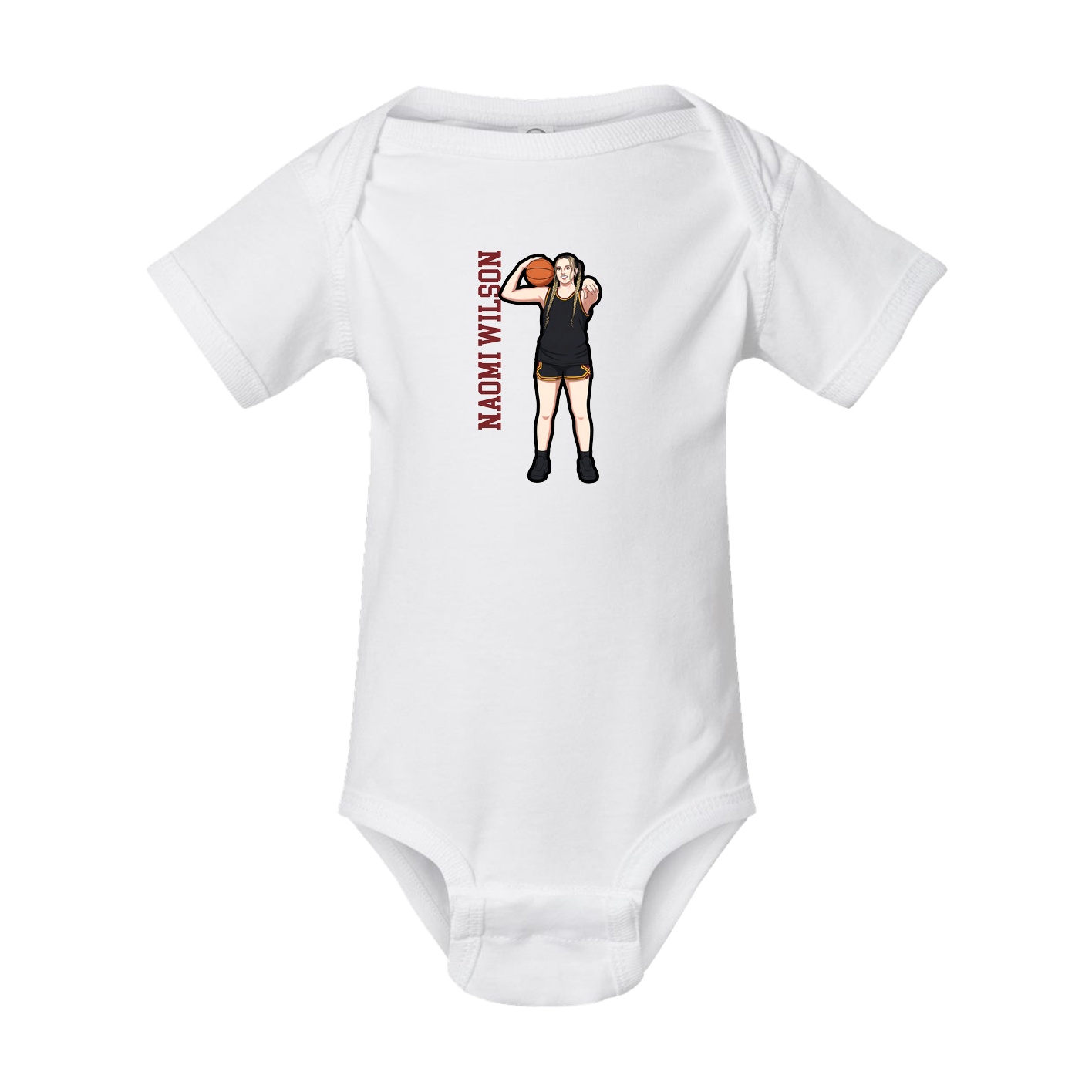 Baby Onesie — Name Vertical in White