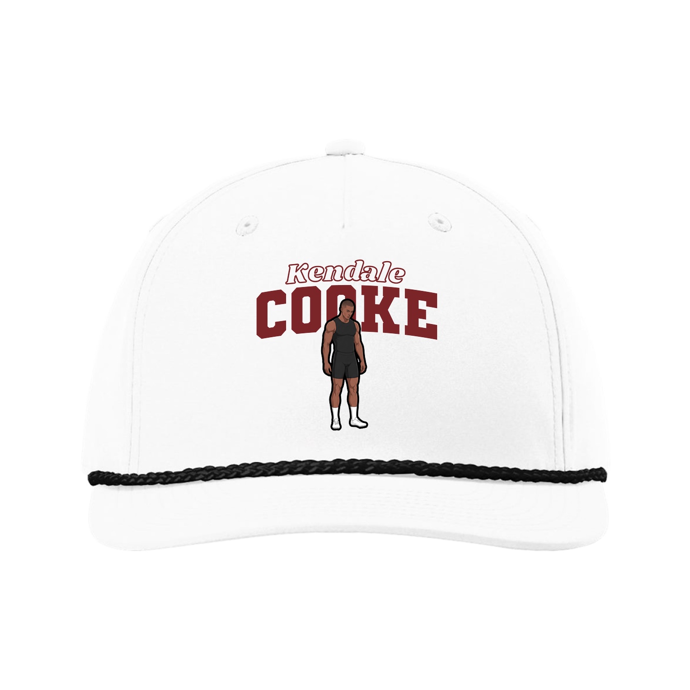 Five-Panel Classic Rope Cap — Name Arch in White