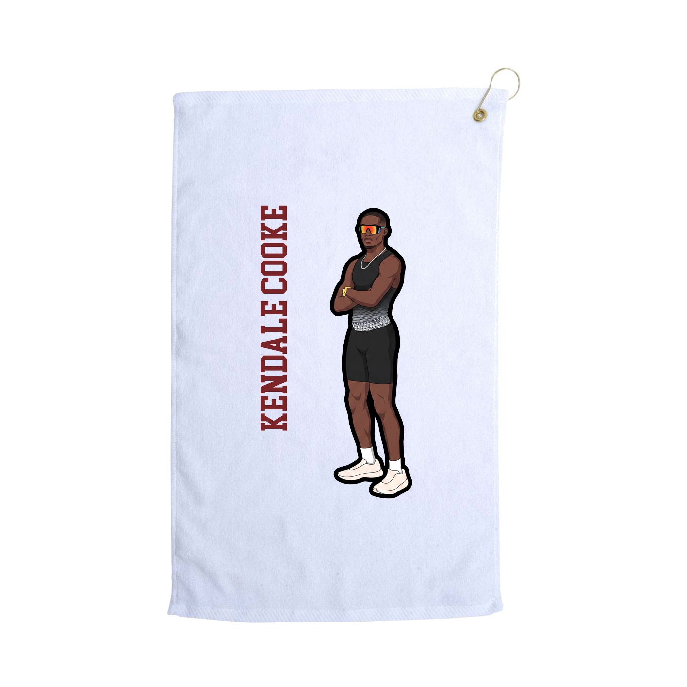 Golf Towel — Name Vertical in White
