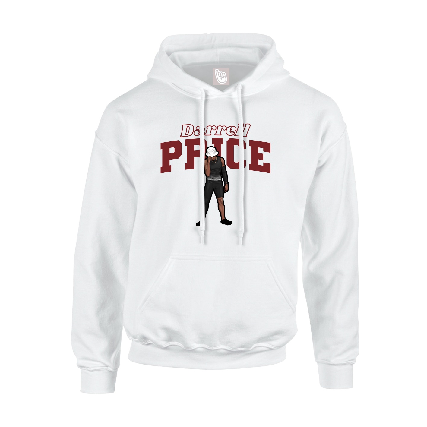 Youth Hoodie — Name Arch in White