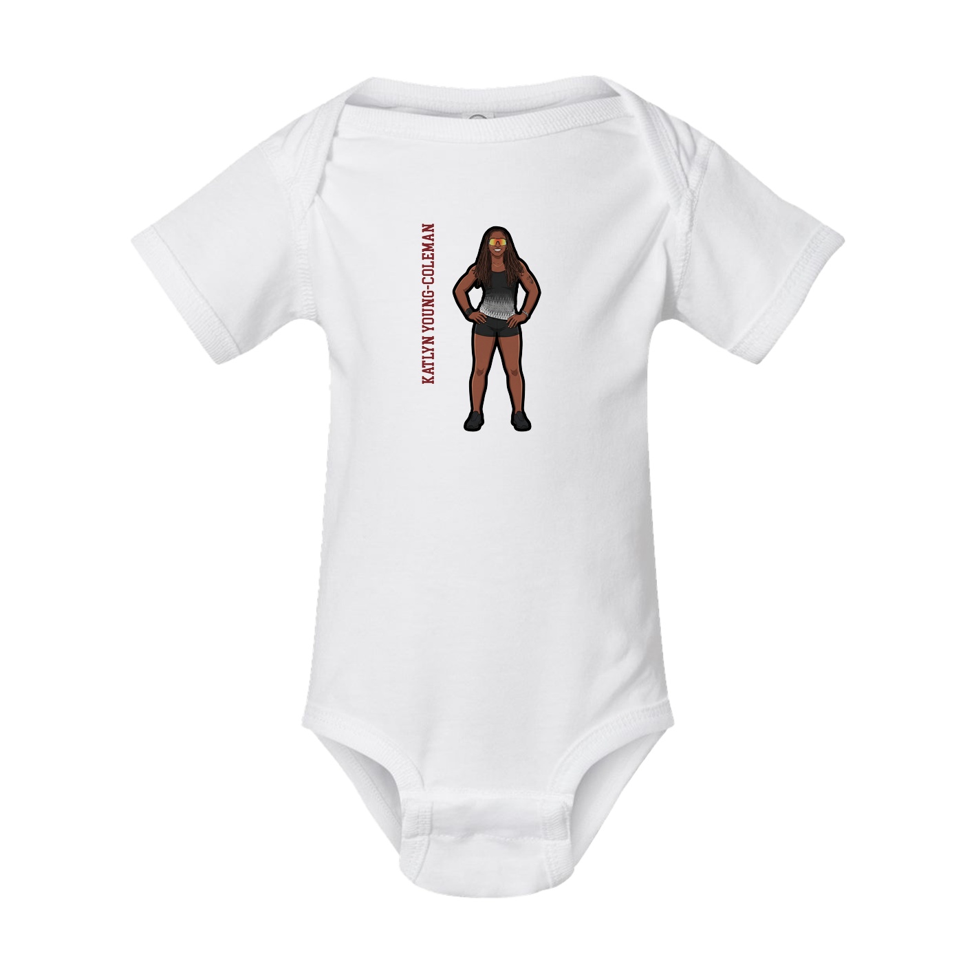 Baby Onesie — Name Vertical in White