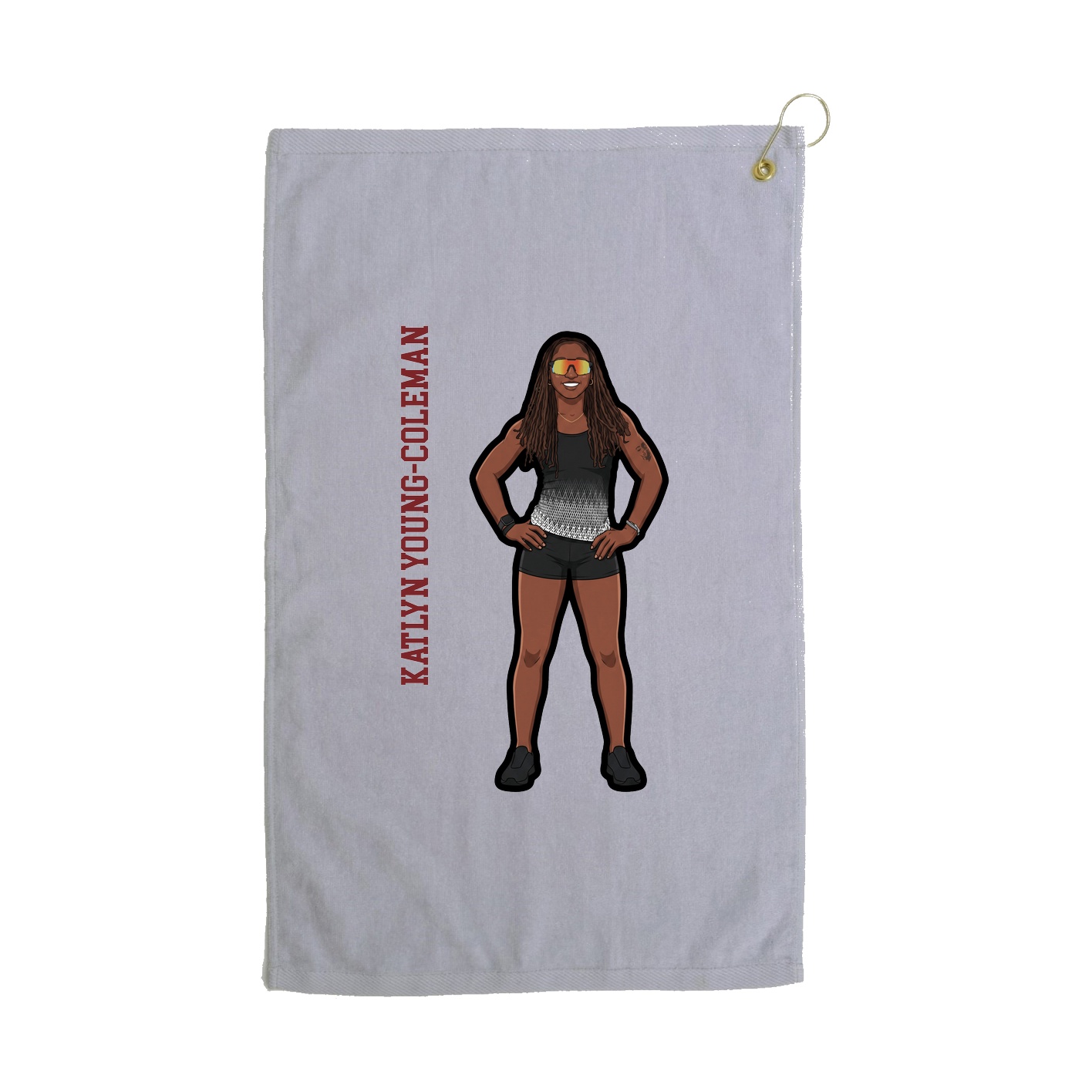 Golf Towel — Name Vertical in Grey