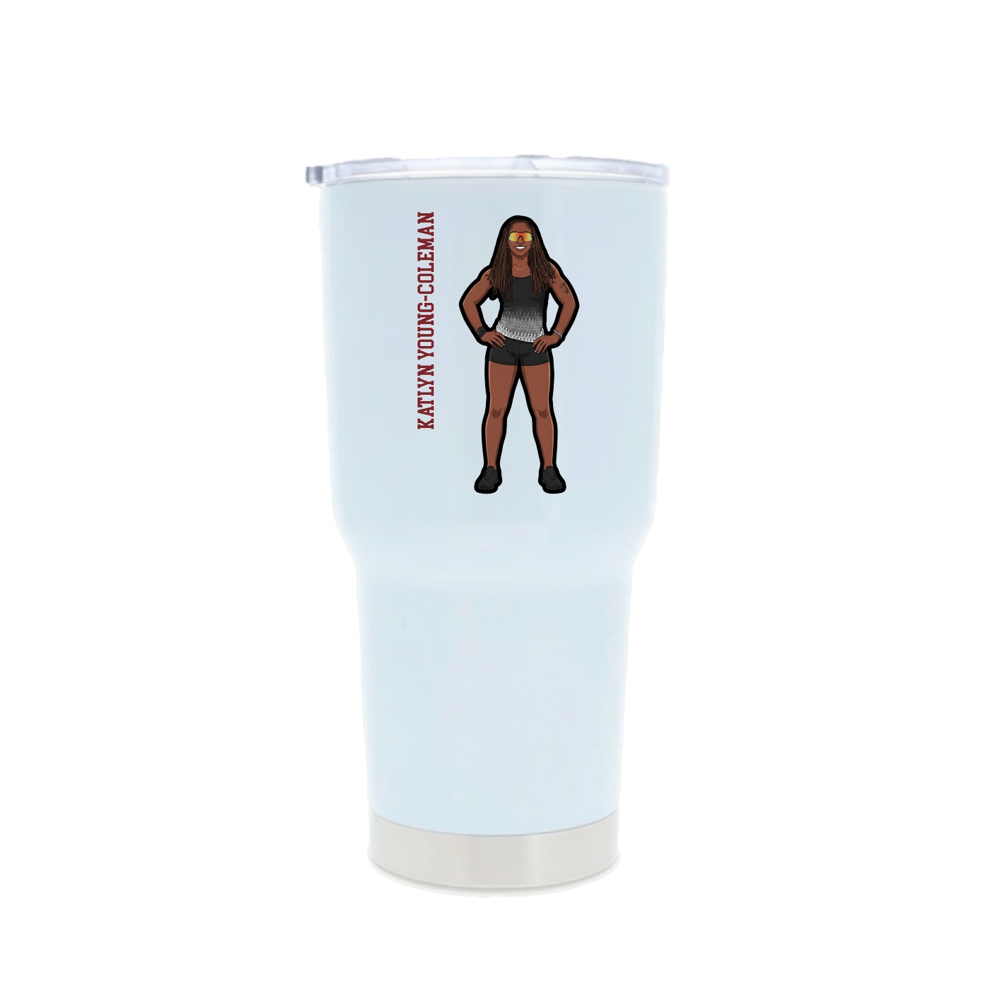 30oz Stainless Steel Tumbler — Name Vertical in White
