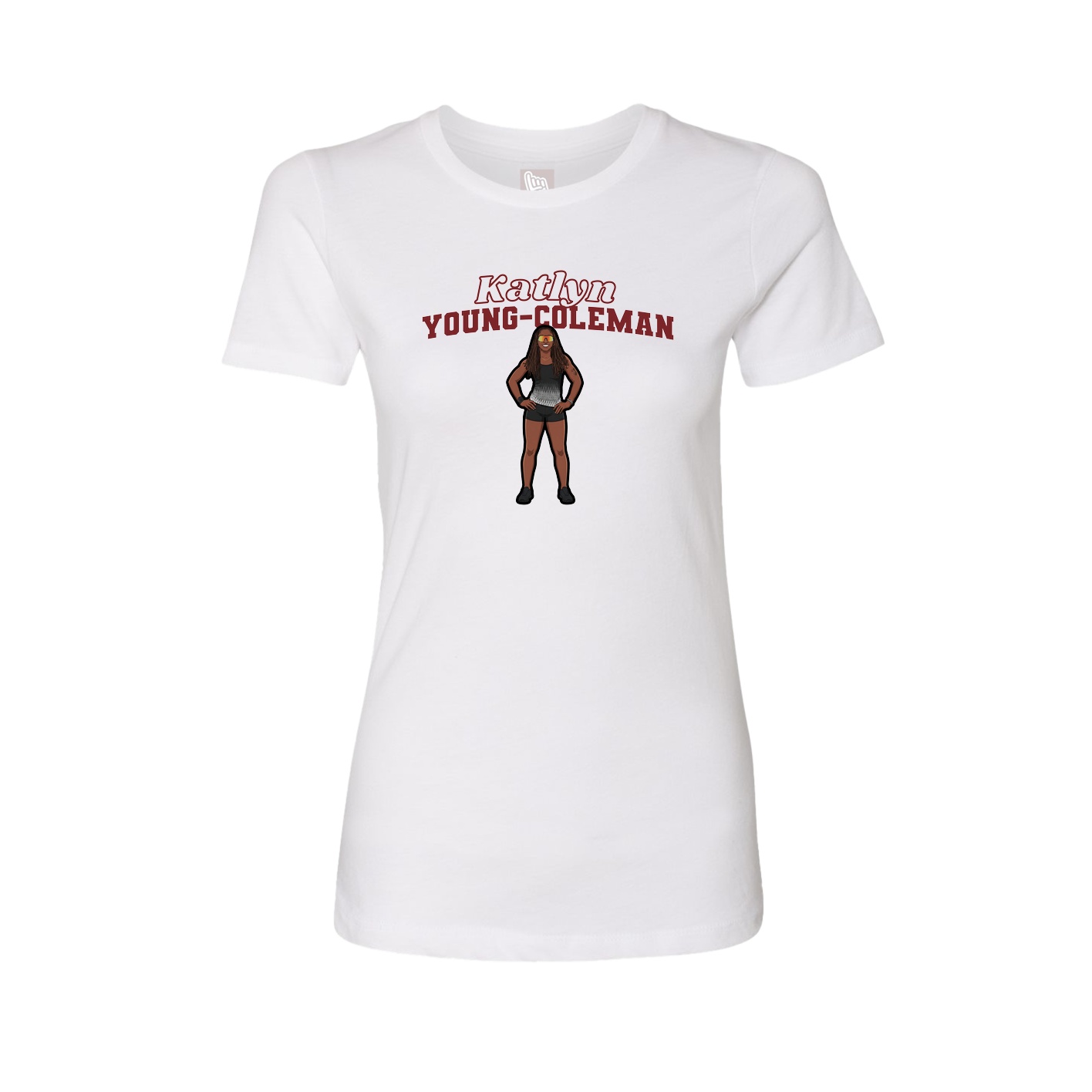 Fitted Women's Tee — Name Arch in White