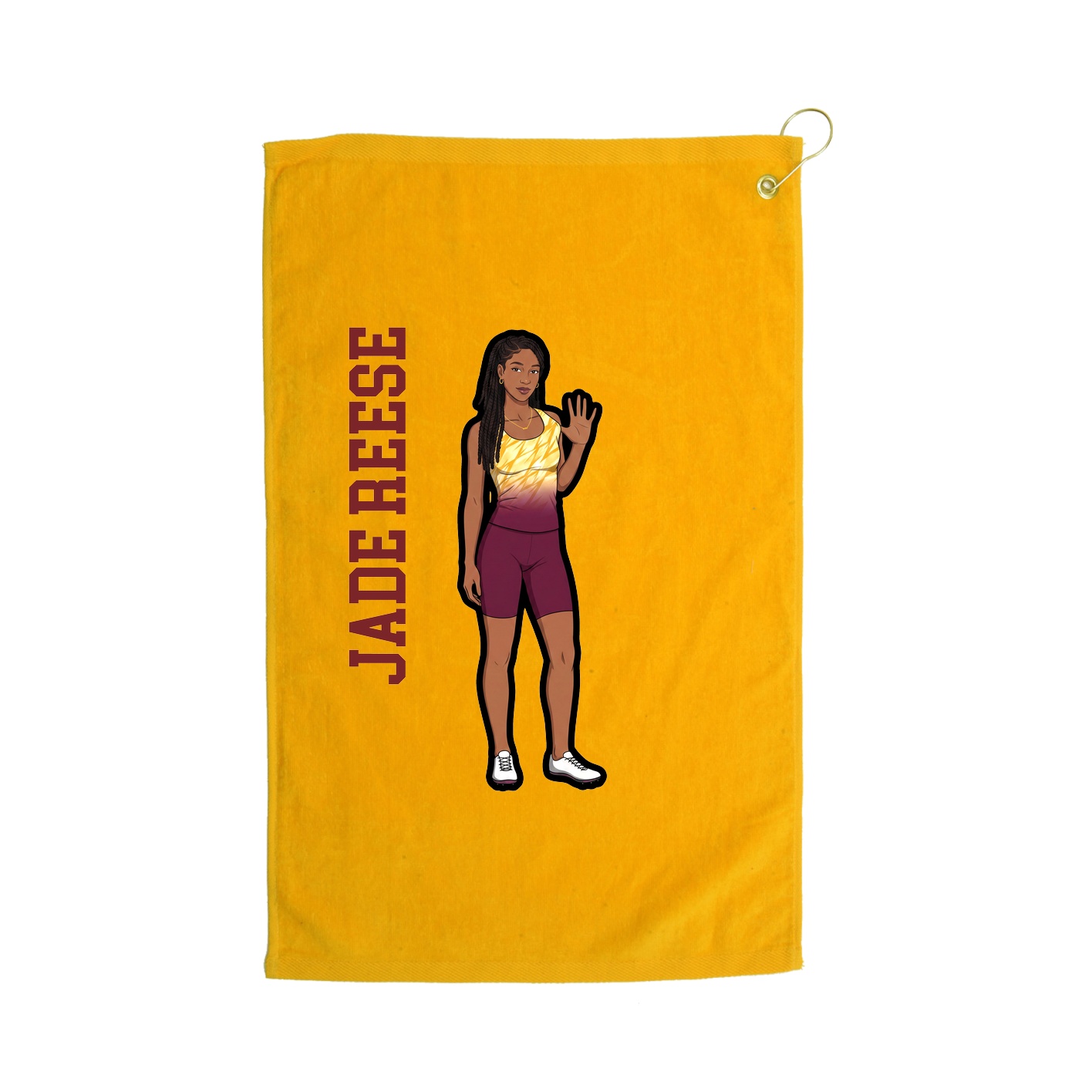 Golf Towel — Name Vertical in Gold