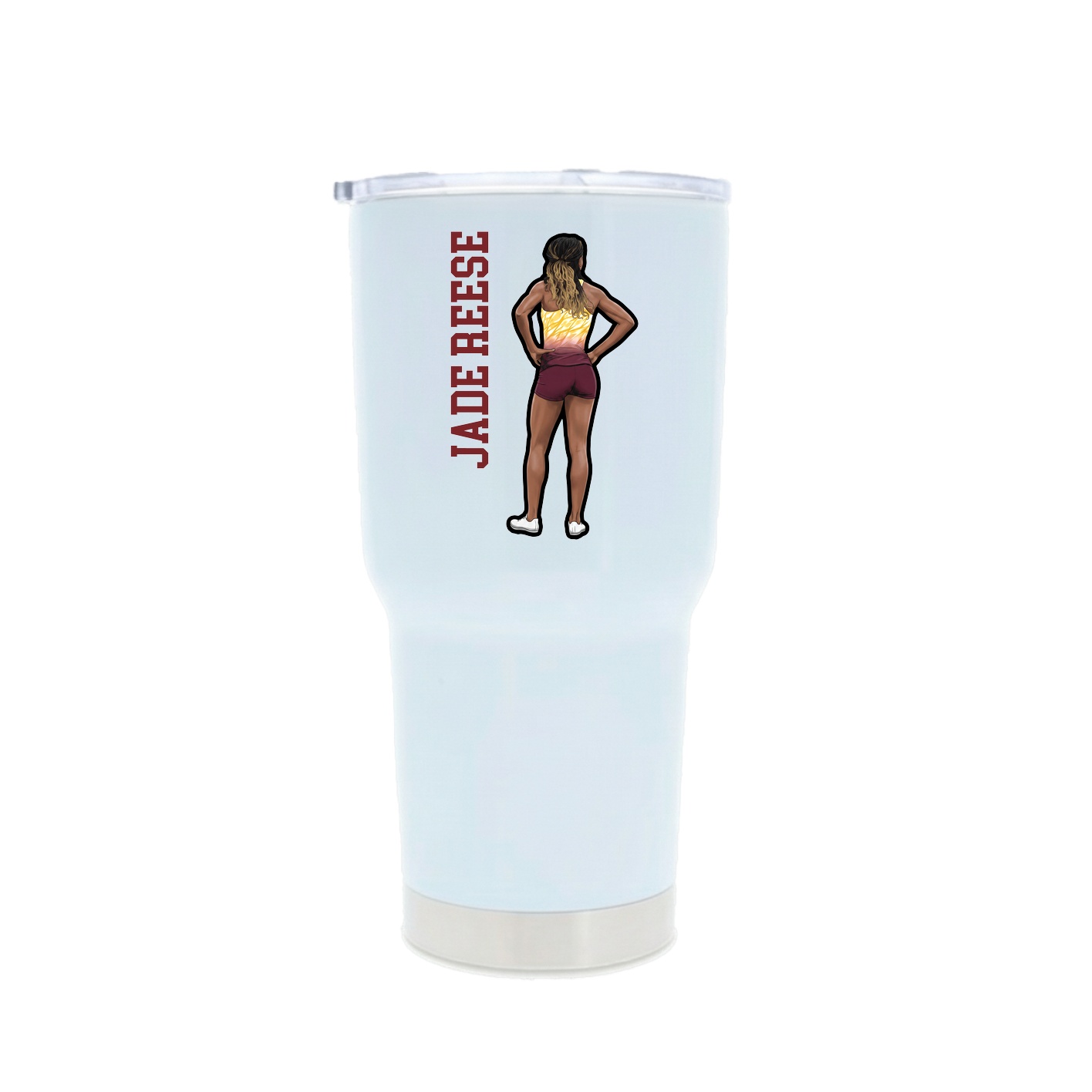 30oz Stainless Steel Tumbler — Name Vertical in White