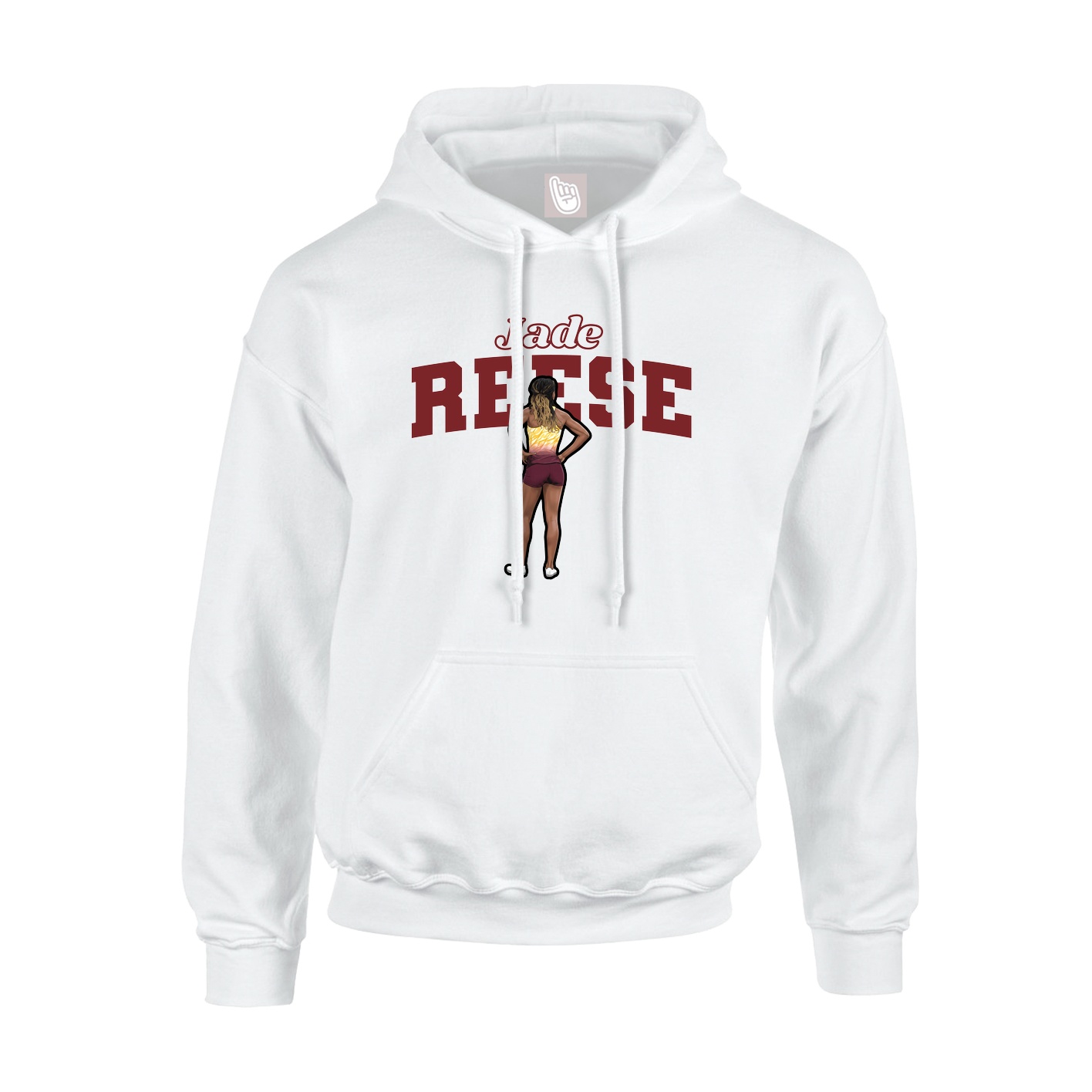 Youth Hoodie — Name Arch in White