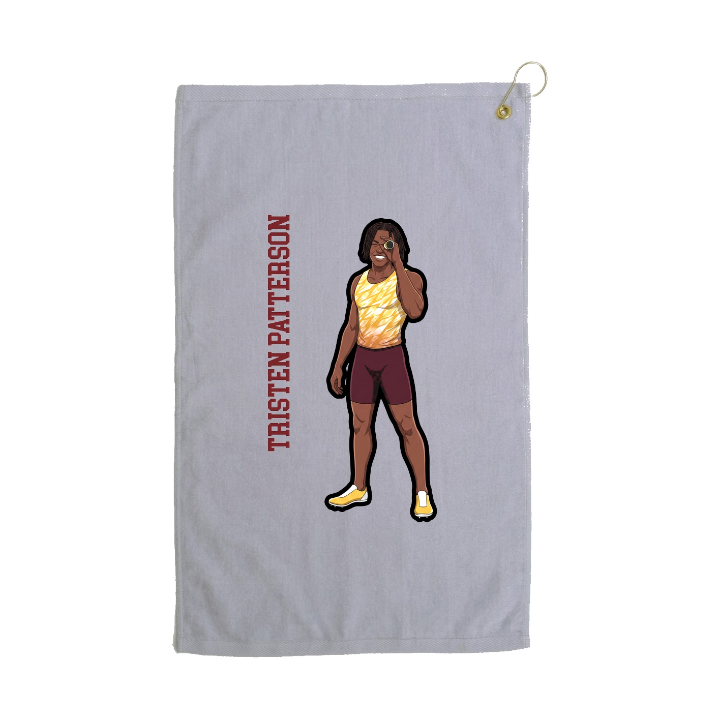 Golf Towel — Name Vertical in Grey
