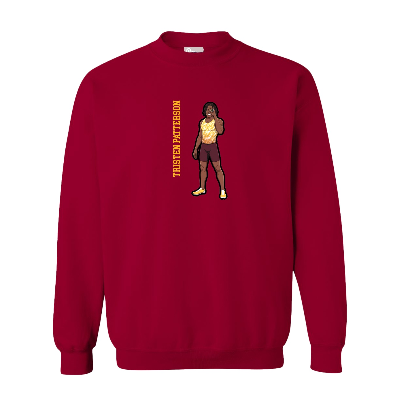 Fleece Crew — Name Vertical in Cardinal