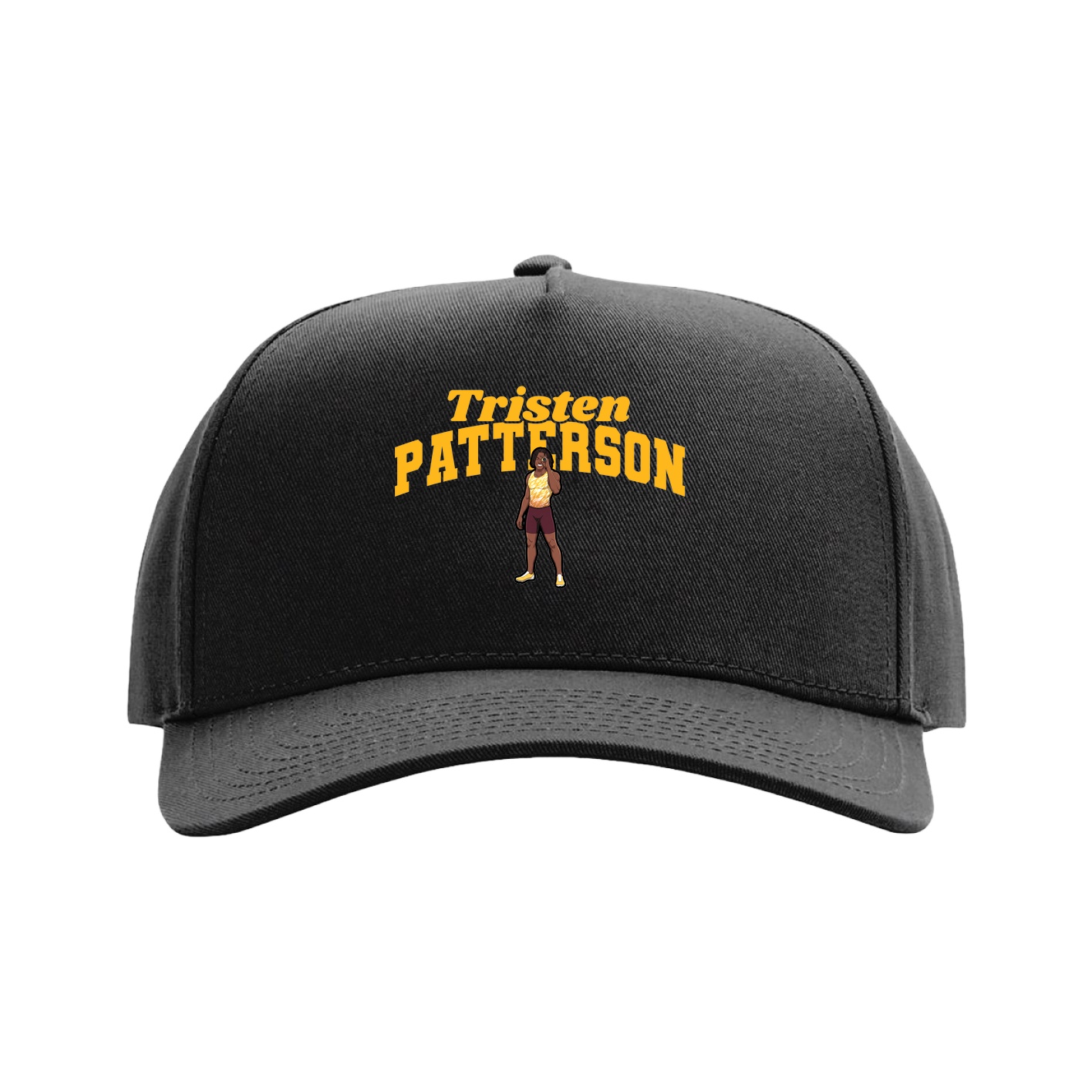 Full Fabric Five-Panel Champ Cap — Signature Arch in Black