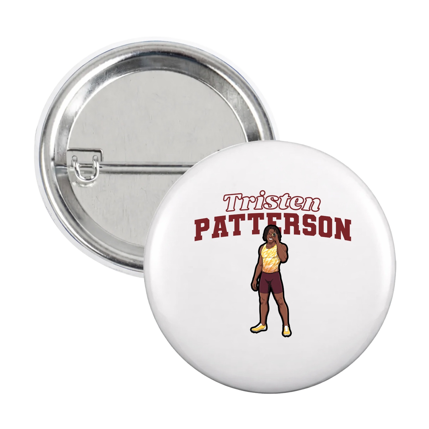 Game Day Button — Name Arch in White