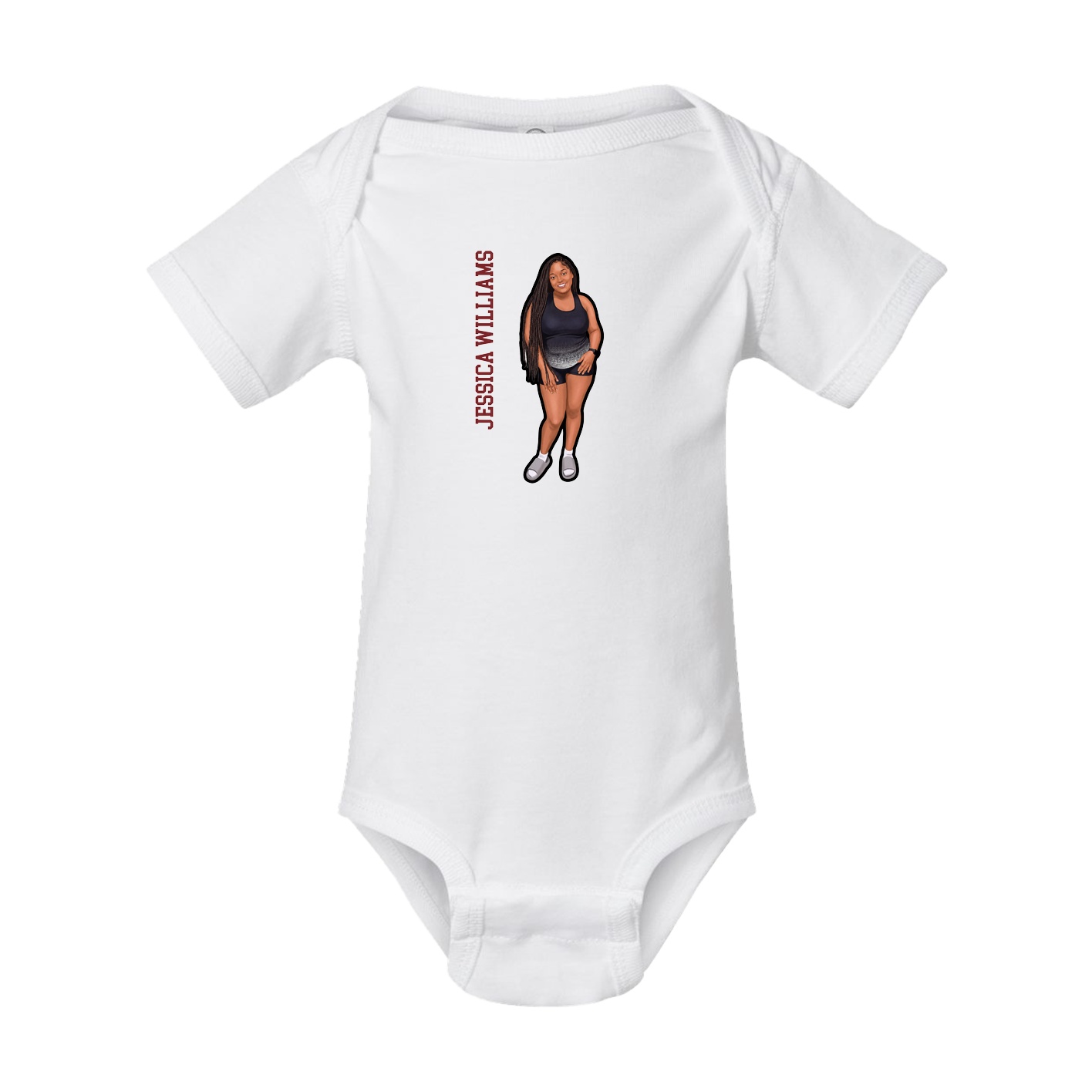 Baby Onesie — Name Vertical in White