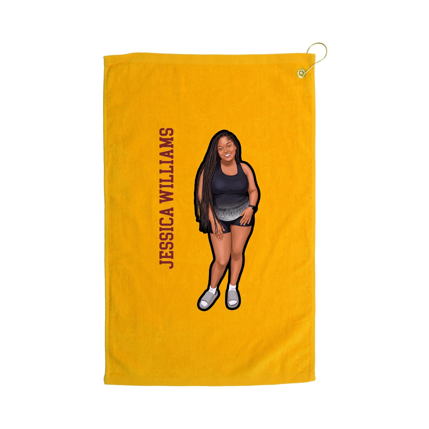 Golf Towel — Name Vertical in Gold
