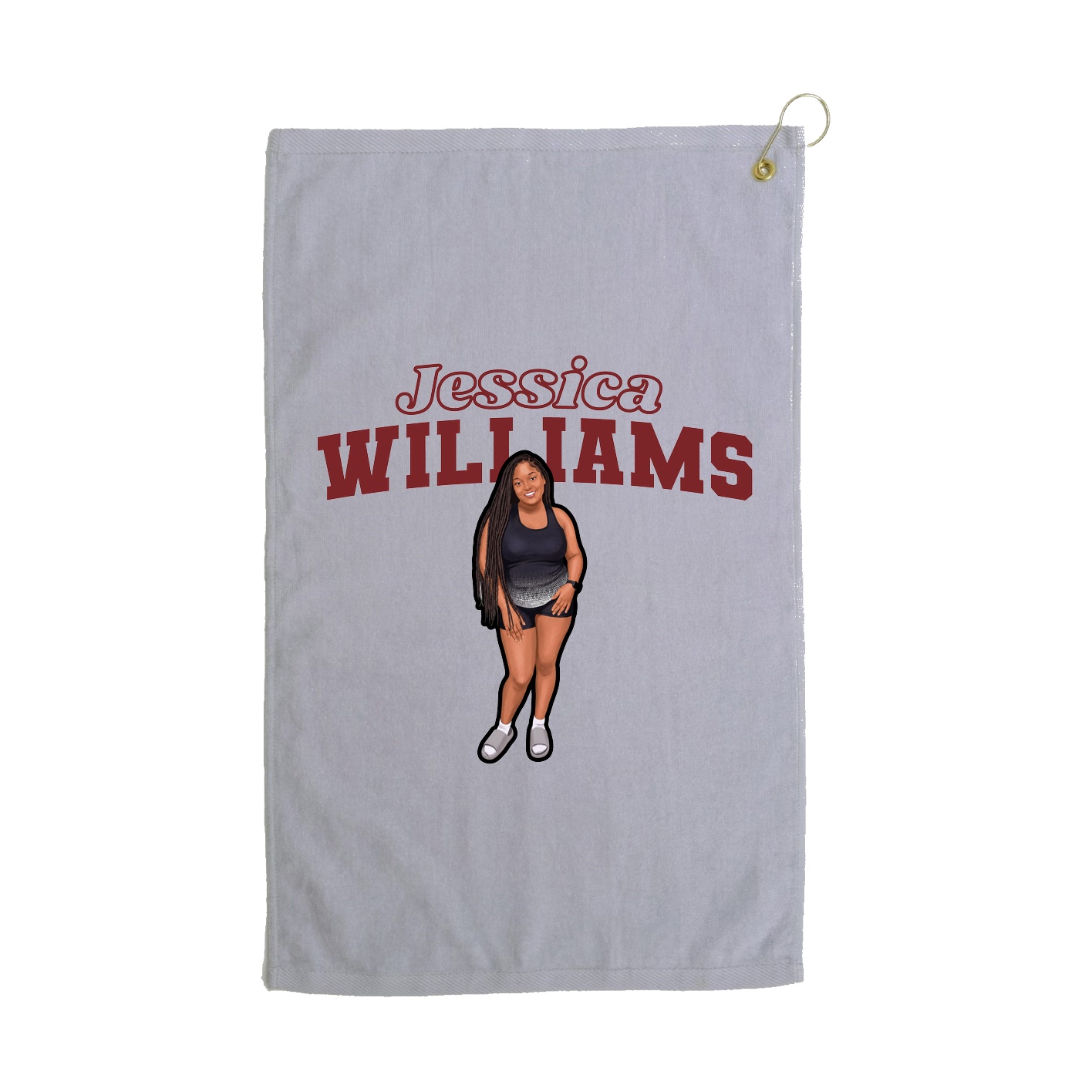 Golf Towel — Name Arch in Grey