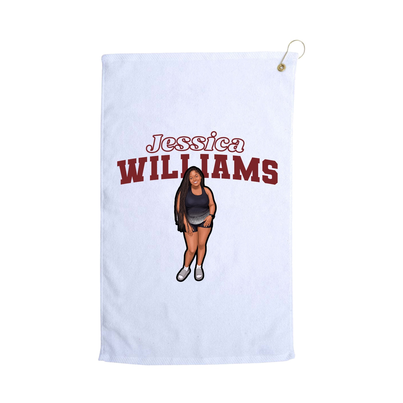 Golf Towel — Name Arch in White
