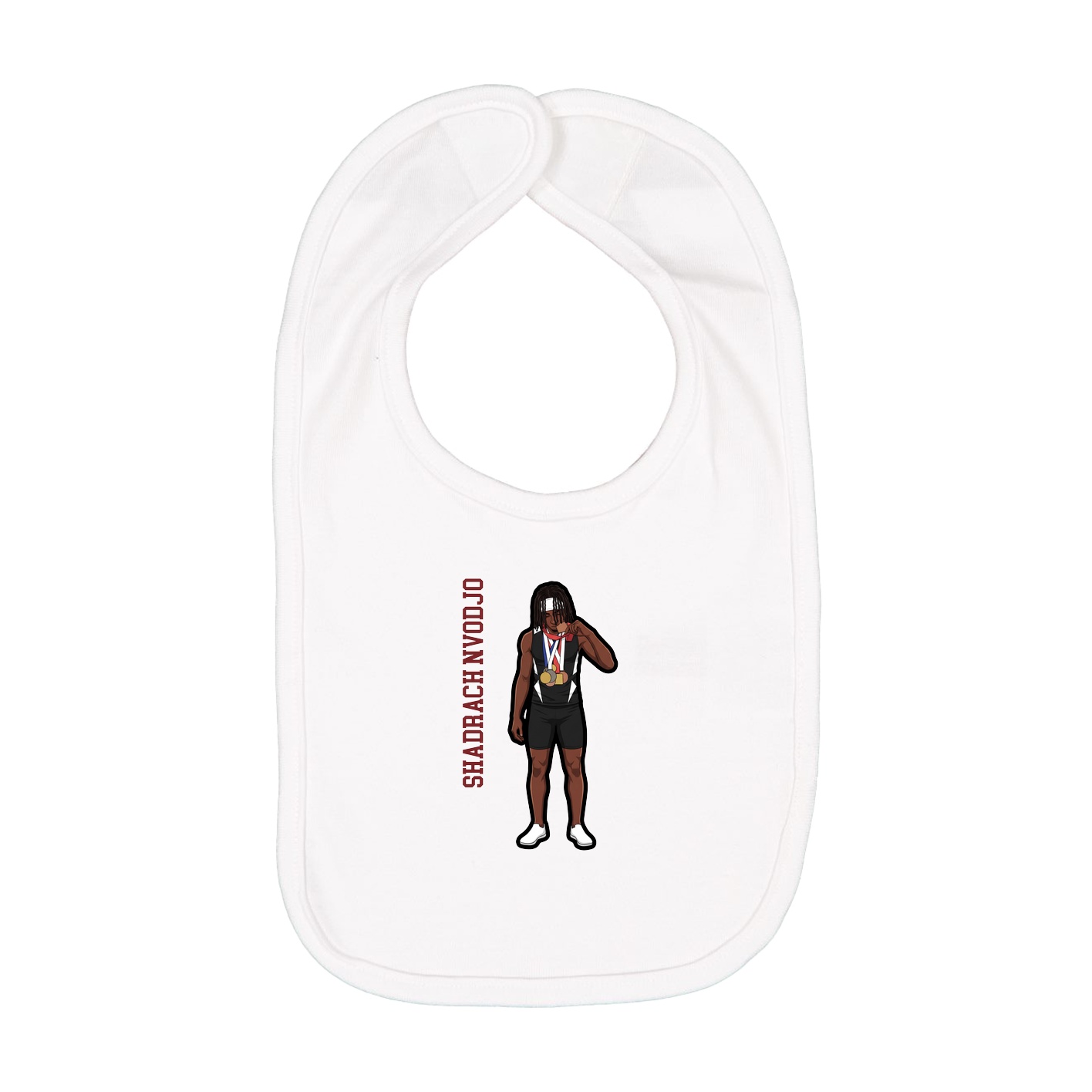 Infant Bib — Name Vertical in White