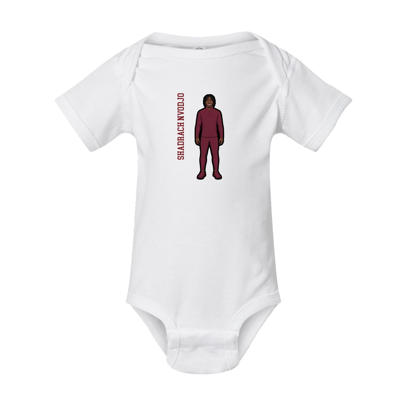 Baby Onesie — Name Vertical in White