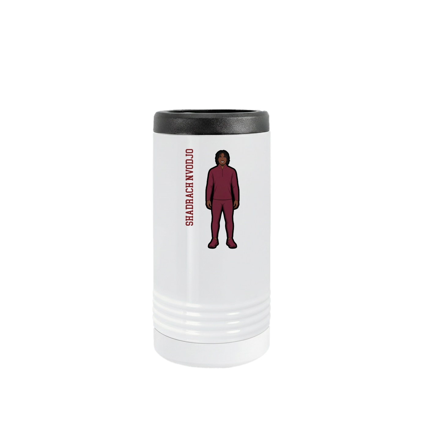 Slim Beverage Holder — Name Vertical in White