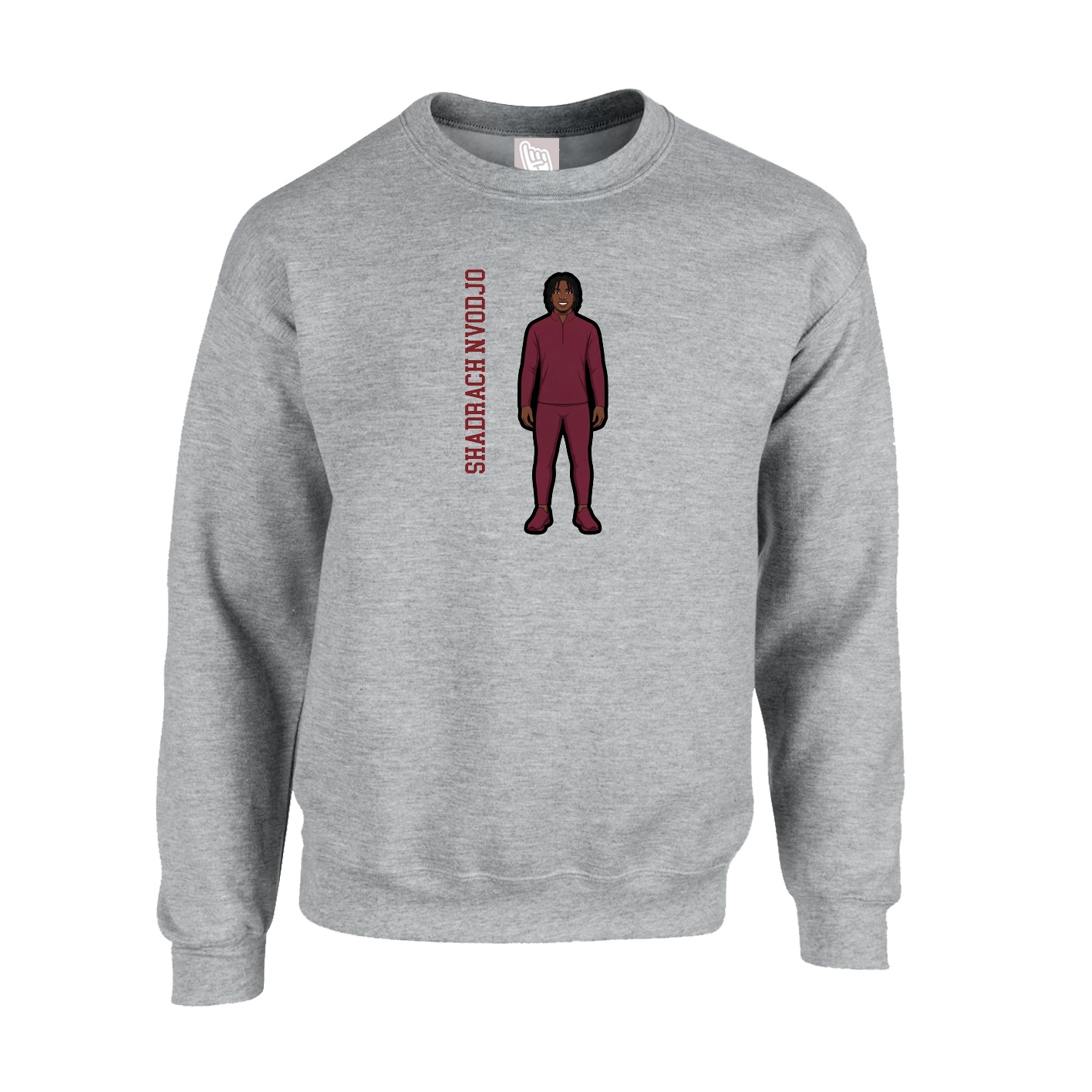 Fleece Crew — Name Vertical in Grey