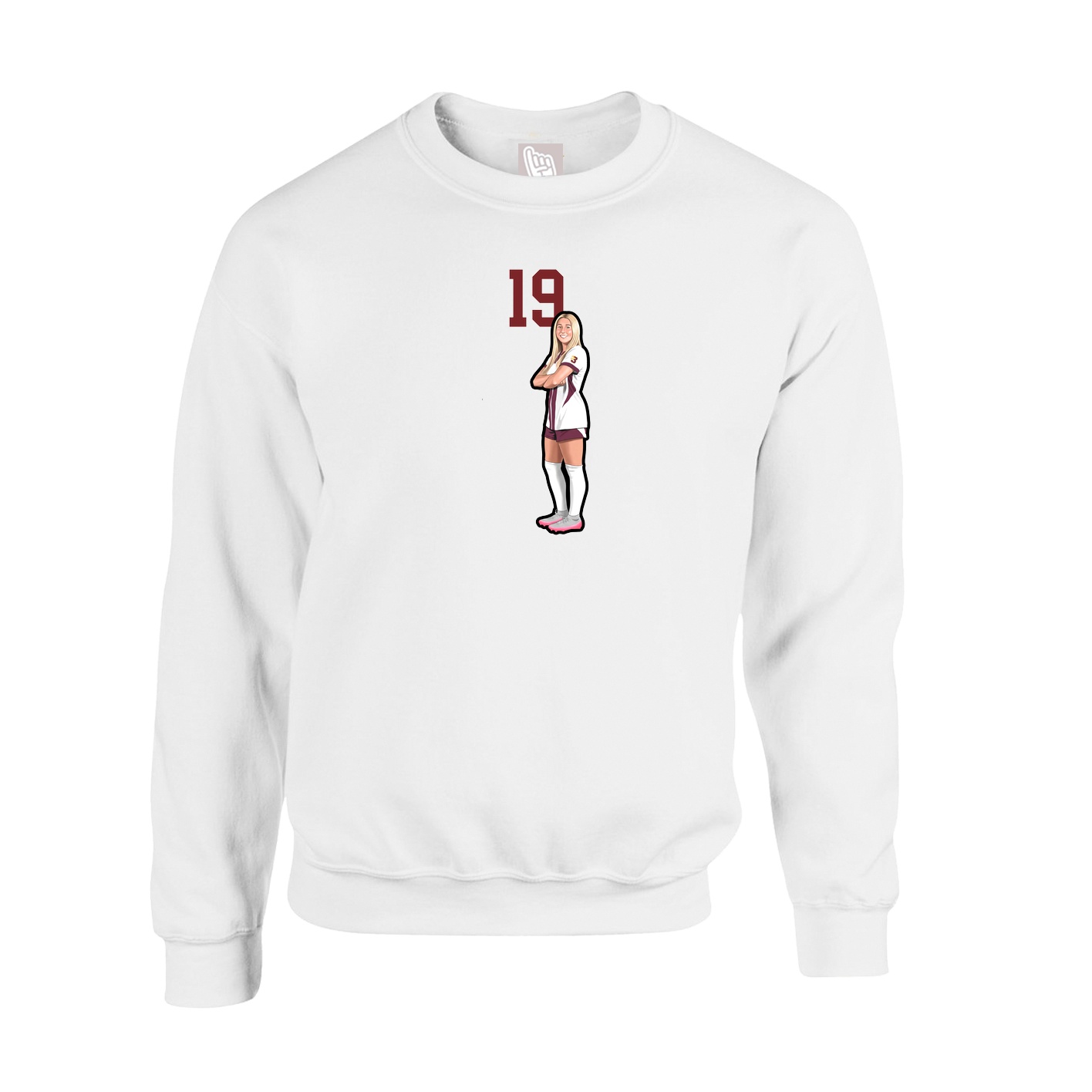 Fleece Crew — Number Top in White