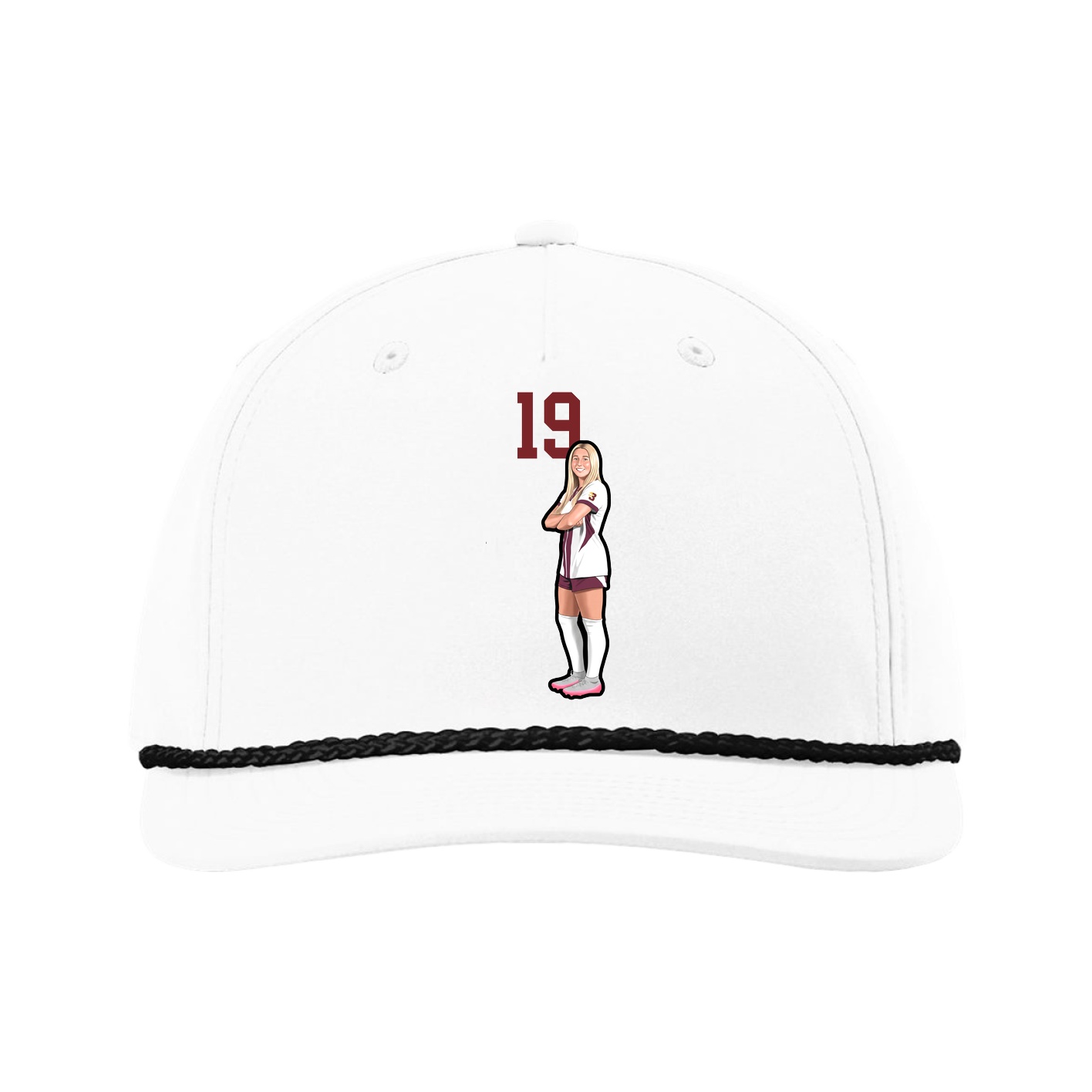 Five-Panel Classic Rope Cap — Number Top in White