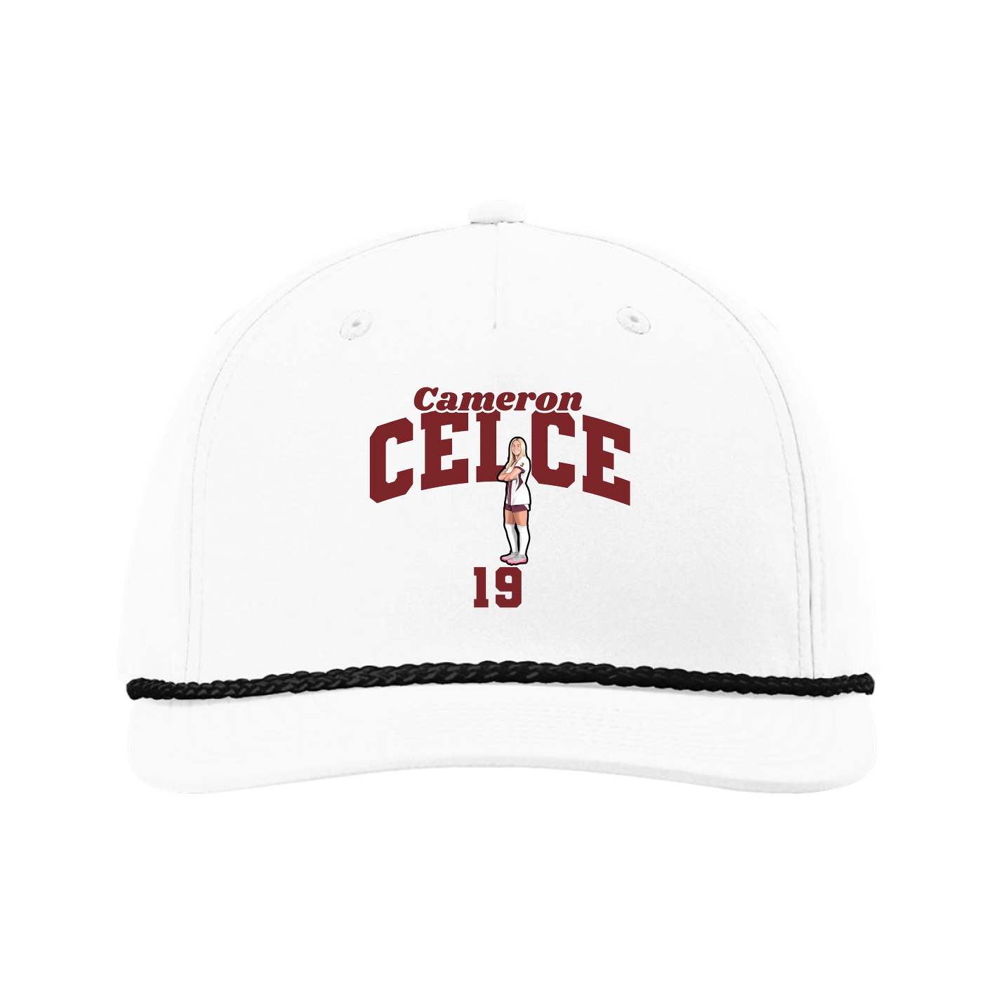 Five-Panel Classic Rope Cap — Signature Arch in White