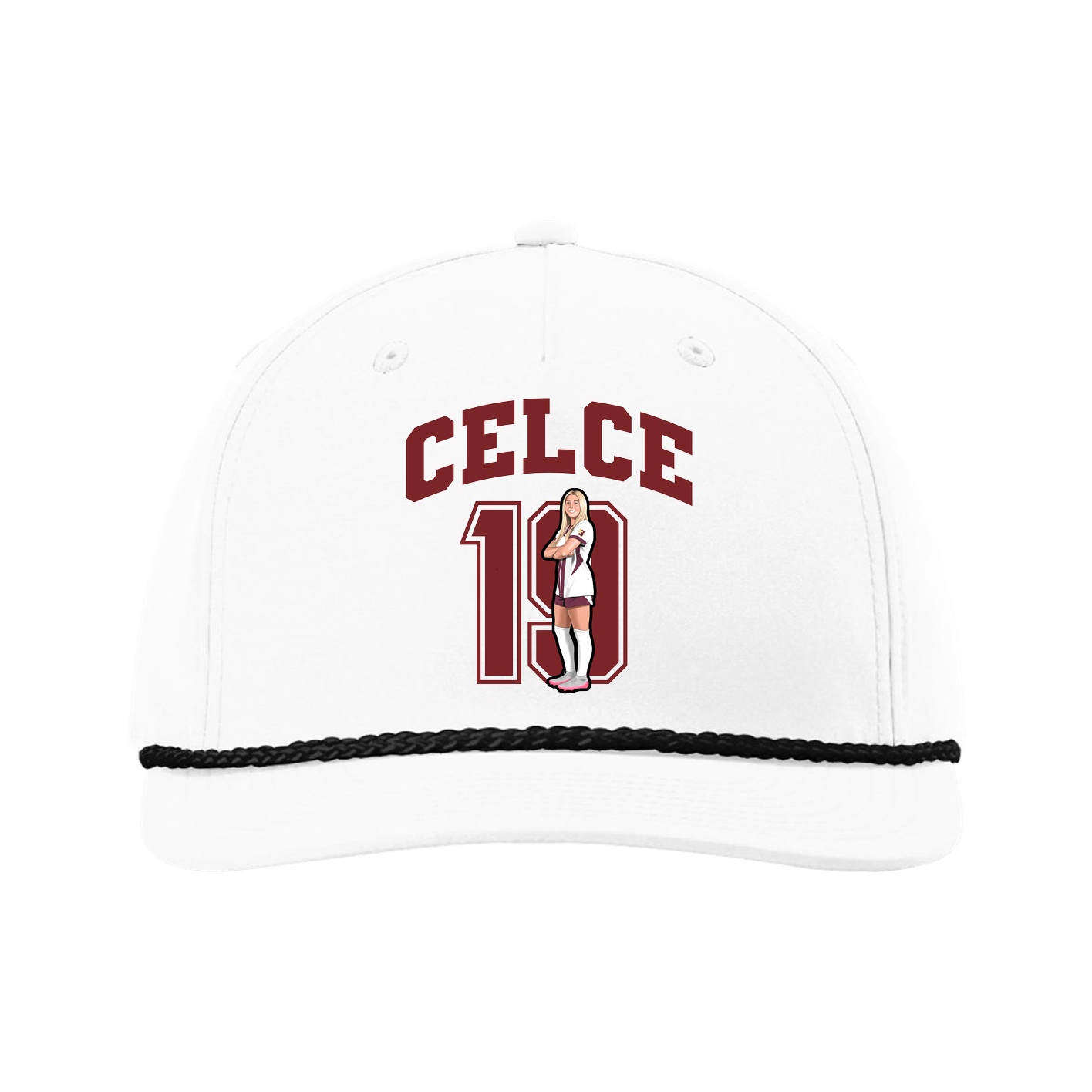 Five-Panel Classic Rope Cap — Number in White