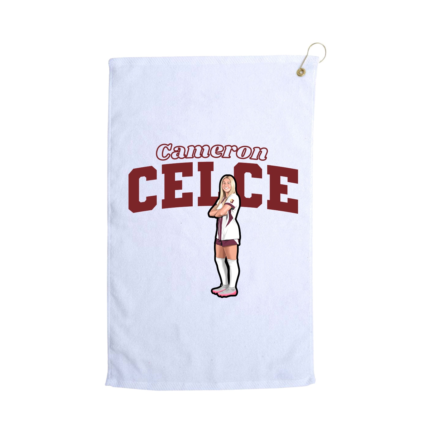 Golf Towel — Name Arch in White