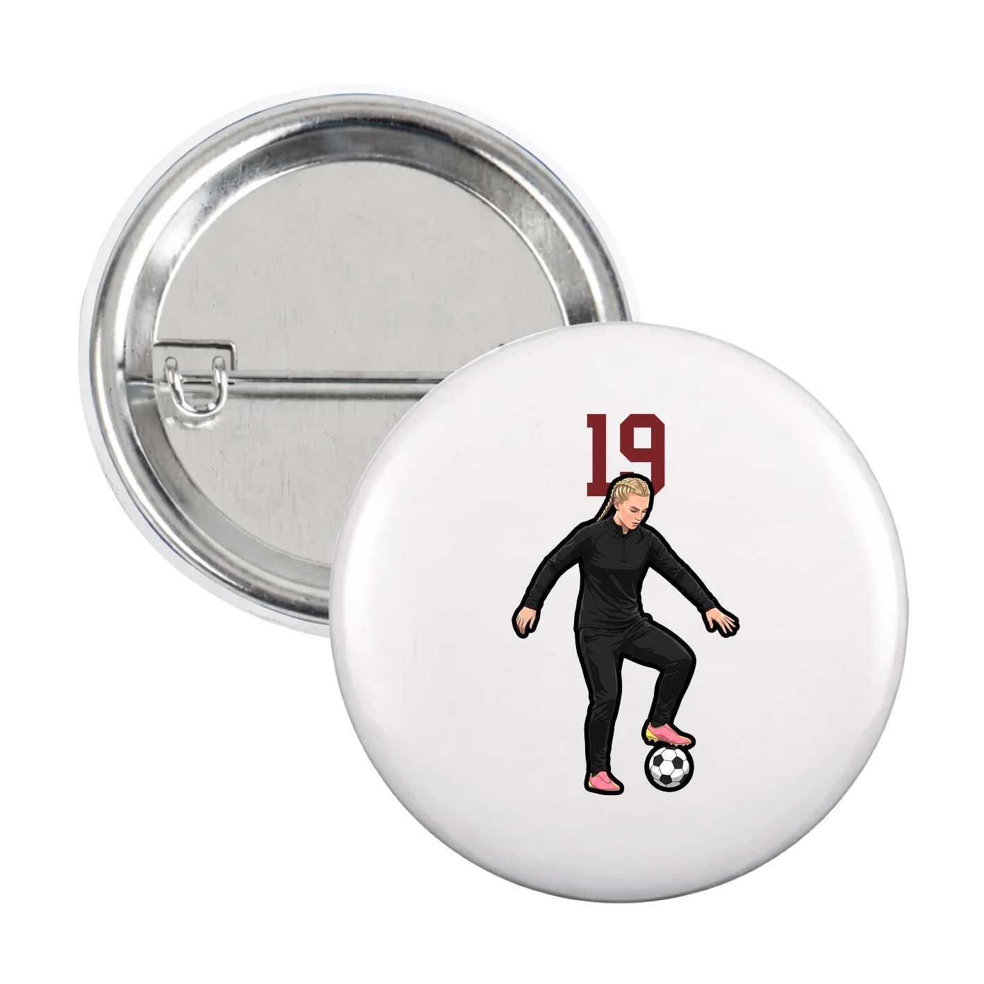Game Day Button — Number Top in White