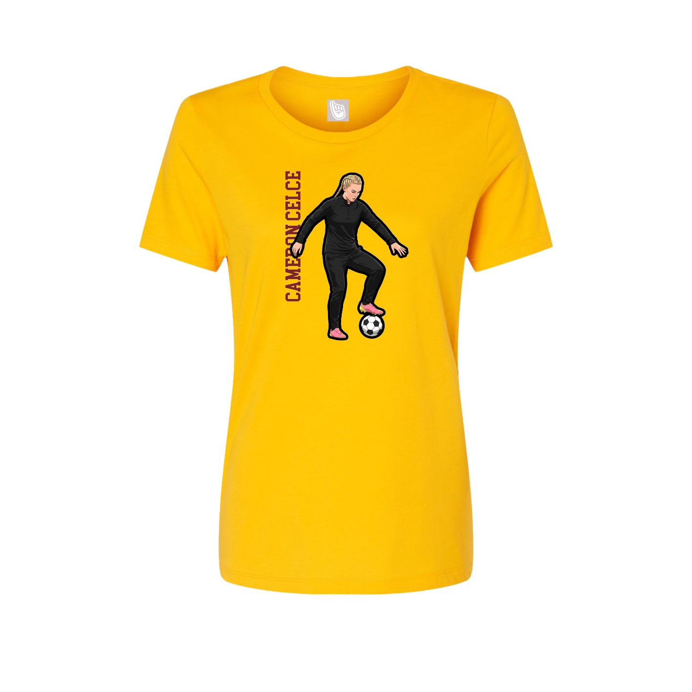Fitted Women's Tee — Name Vertical in Gold