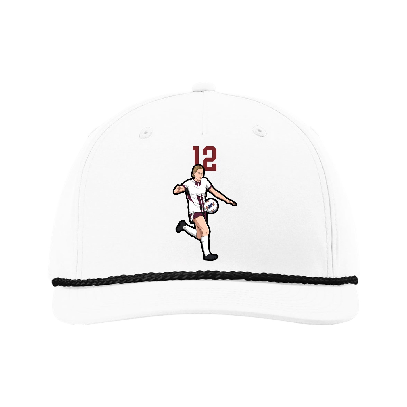Five-Panel Classic Rope Cap — Number Top in White