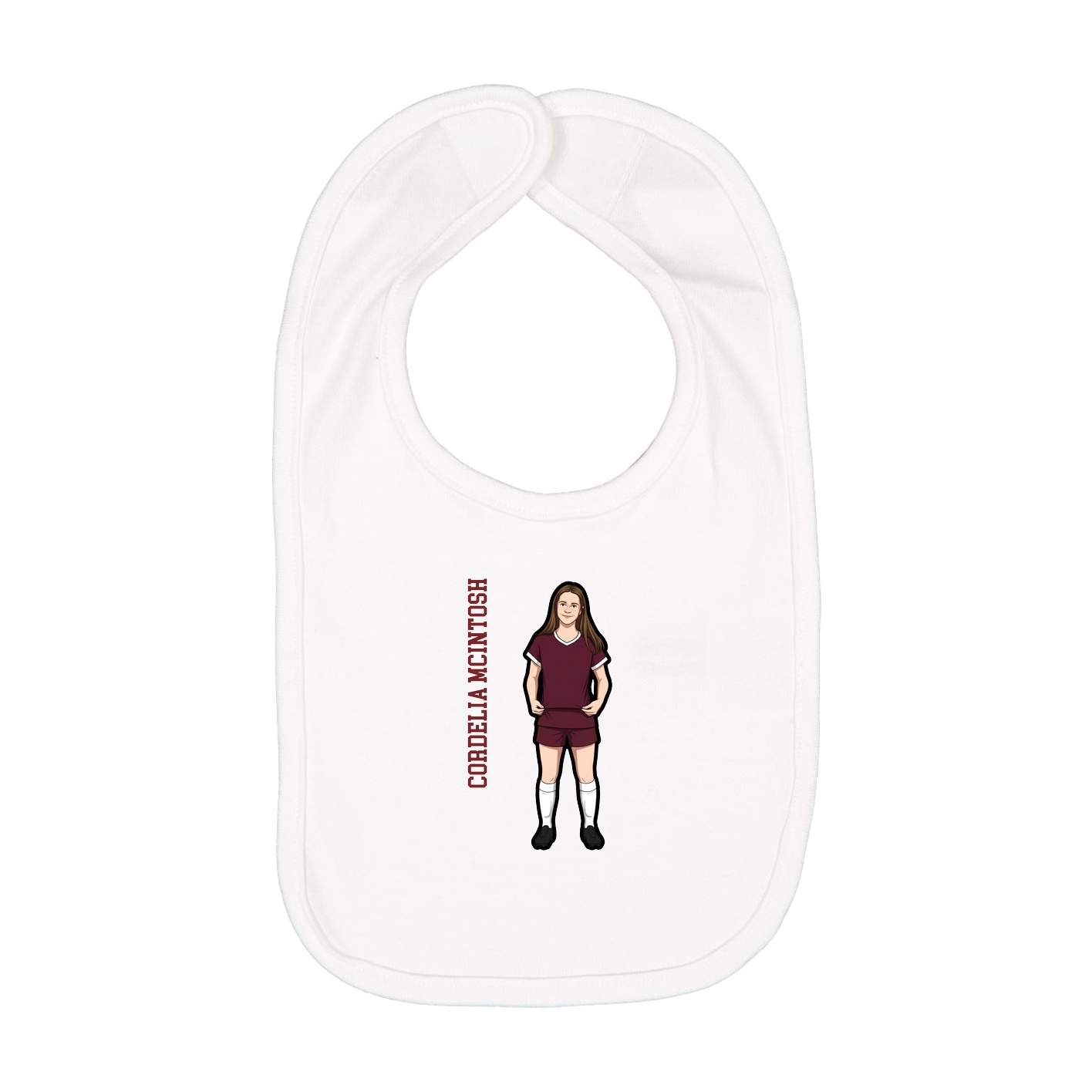 Infant Bib — Name Vertical in White