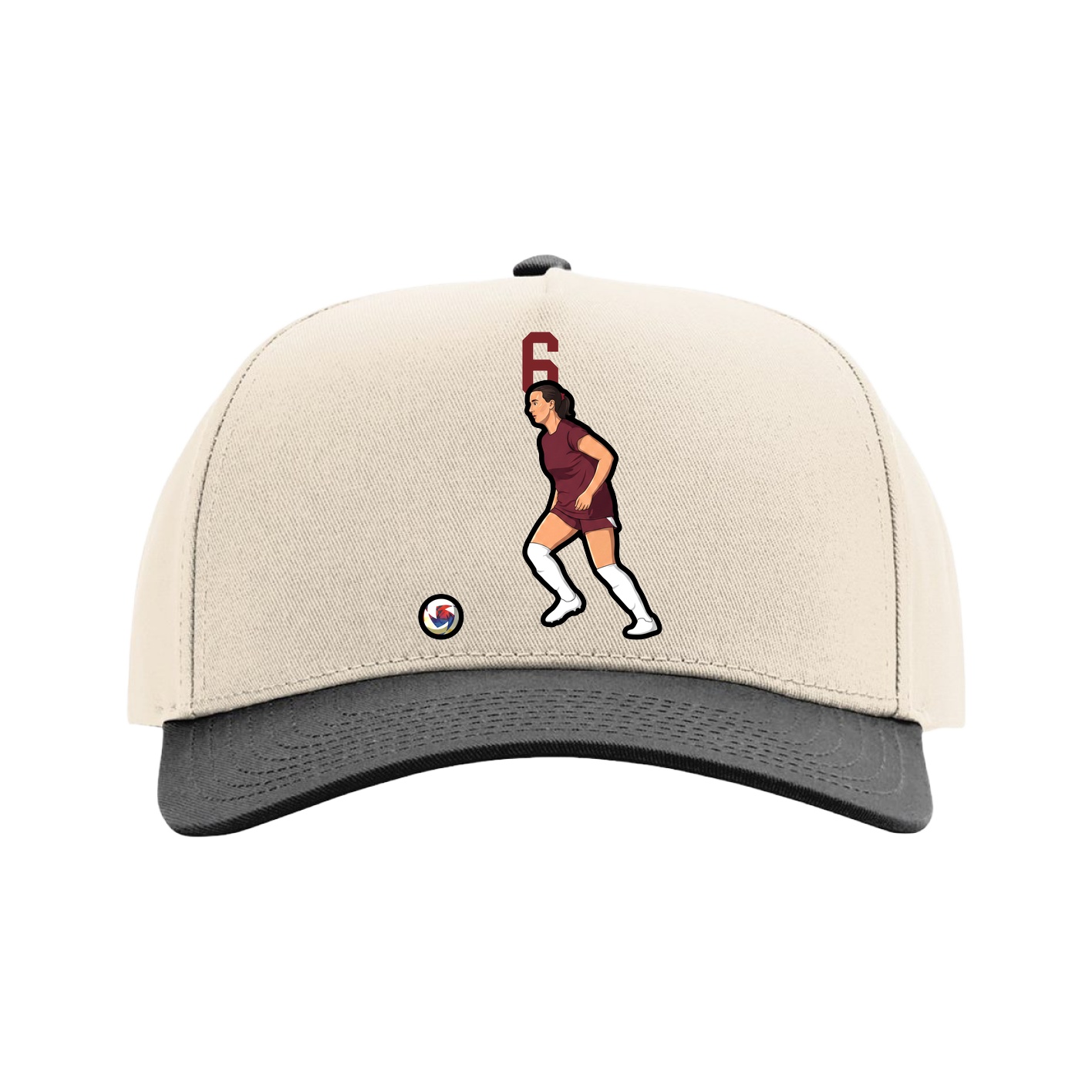 Full Fabric Five-Panel Champ Cap — Number Top in Cream/Black