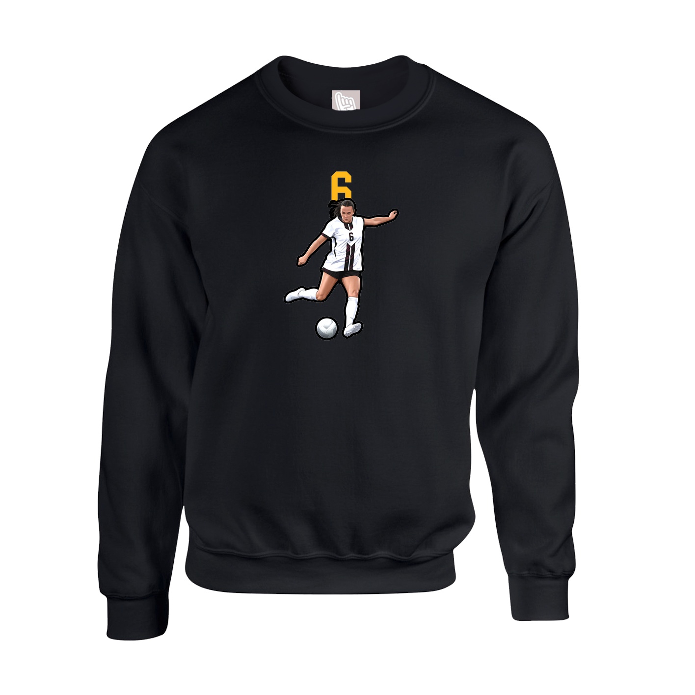 Fleece Crew — Number Top in Black