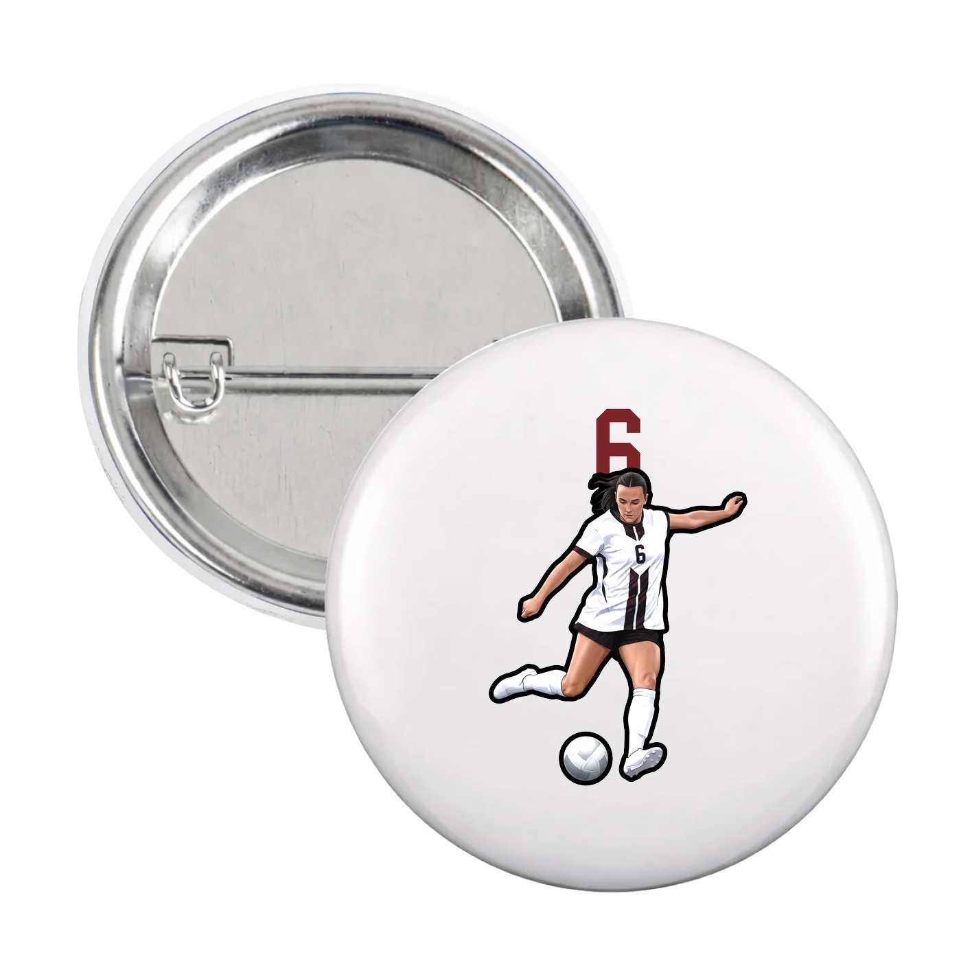 Game Day Button — Number Top in White