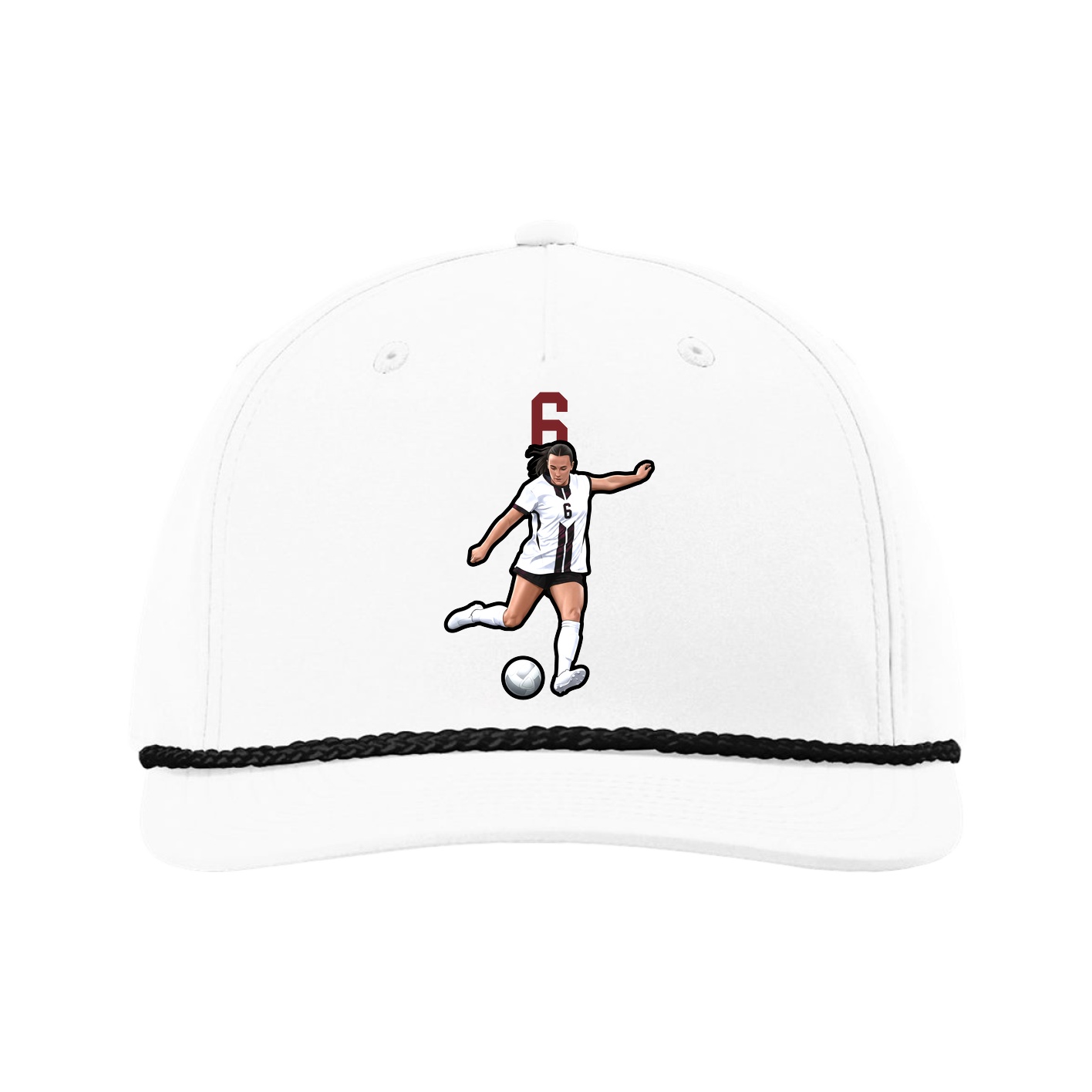 Five-Panel Classic Rope Cap — Number Top in White