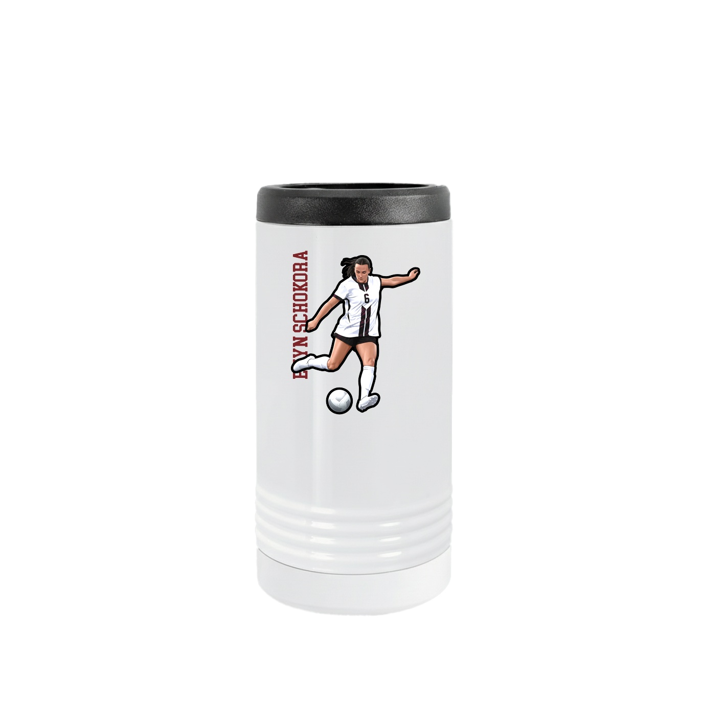 Slim Beverage Holder — Name Vertical in White