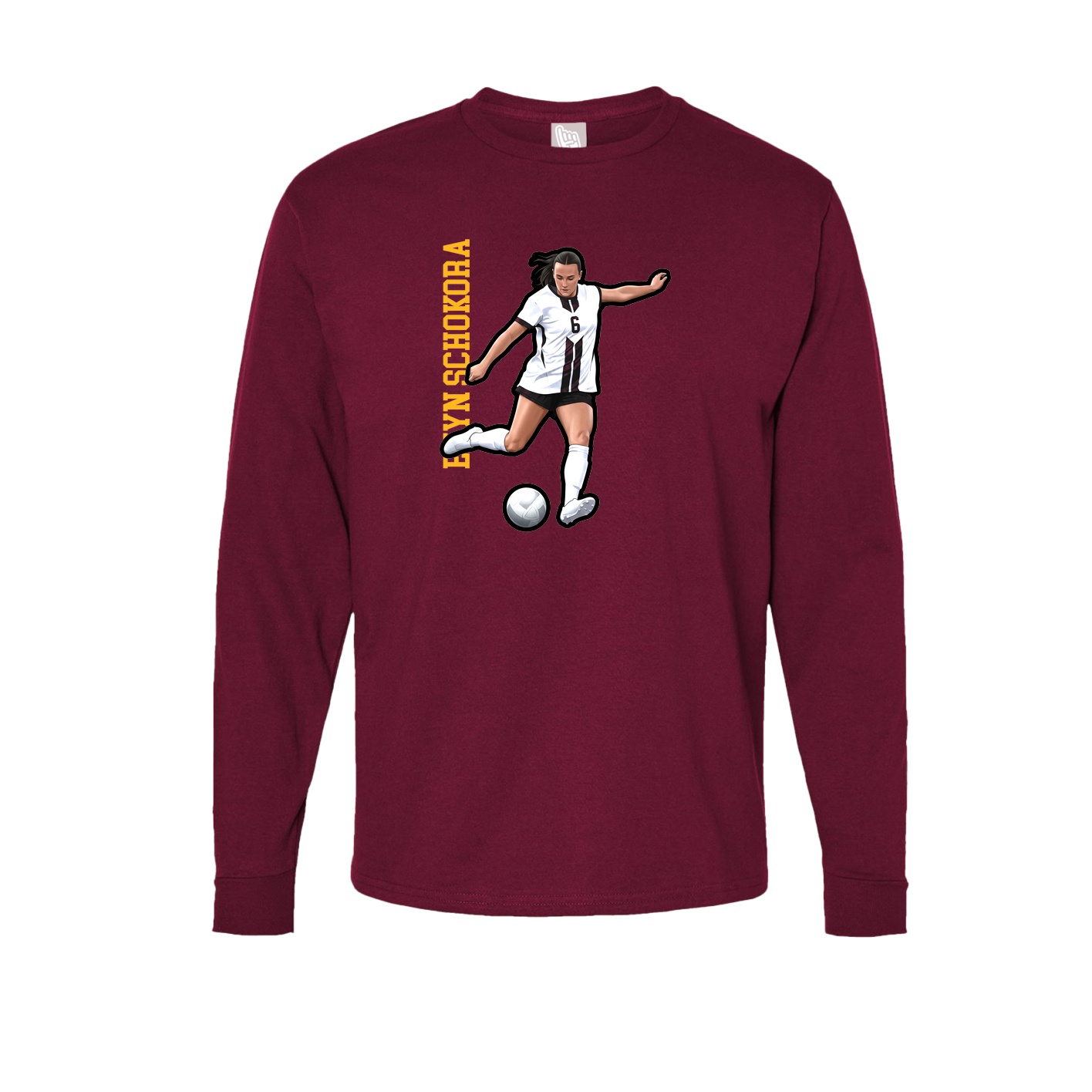 Long Sleeve Tee — Name Vertical in Cardinal